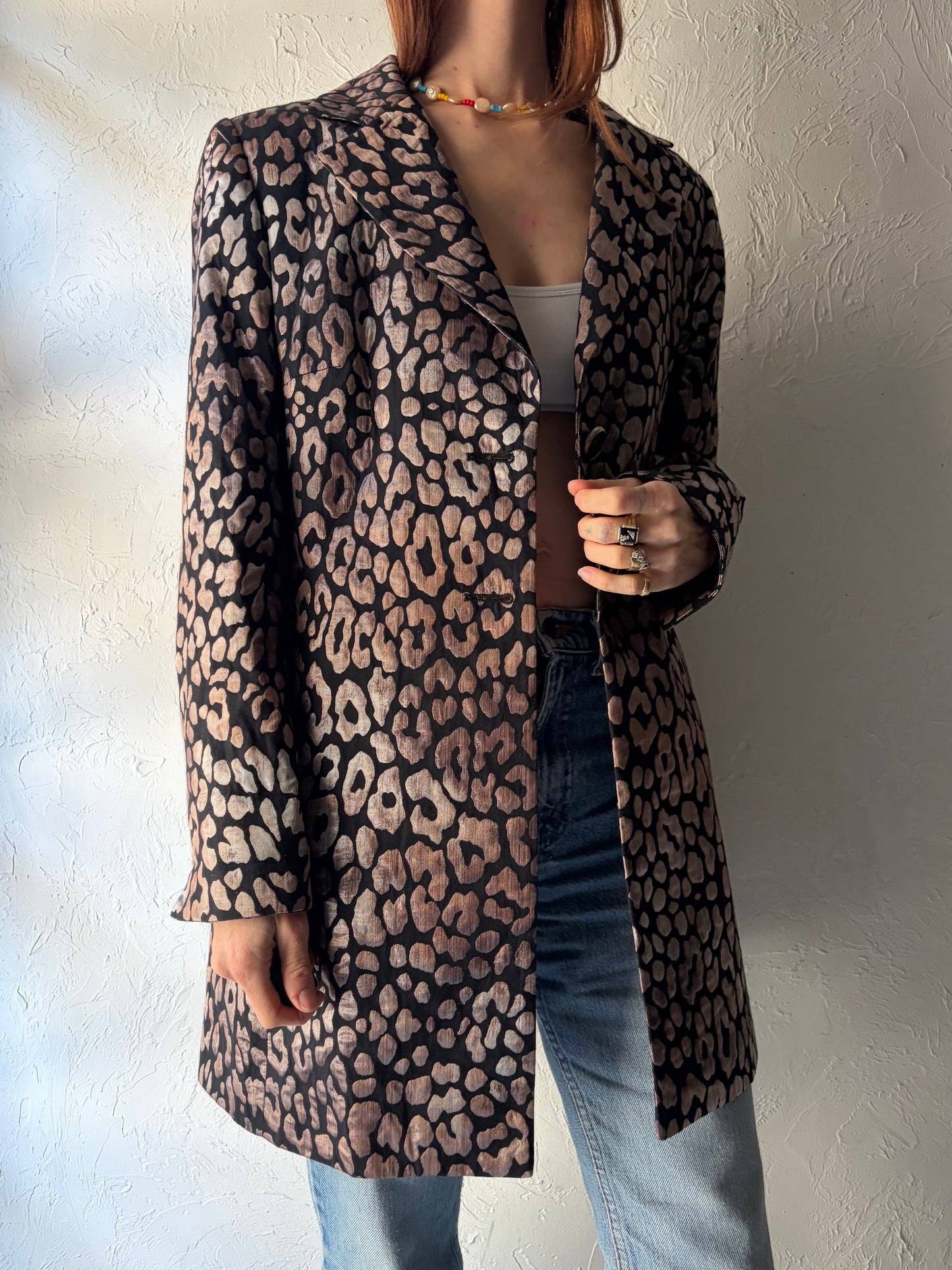 90s 'Frascara' Leopard Print Jacket / Large