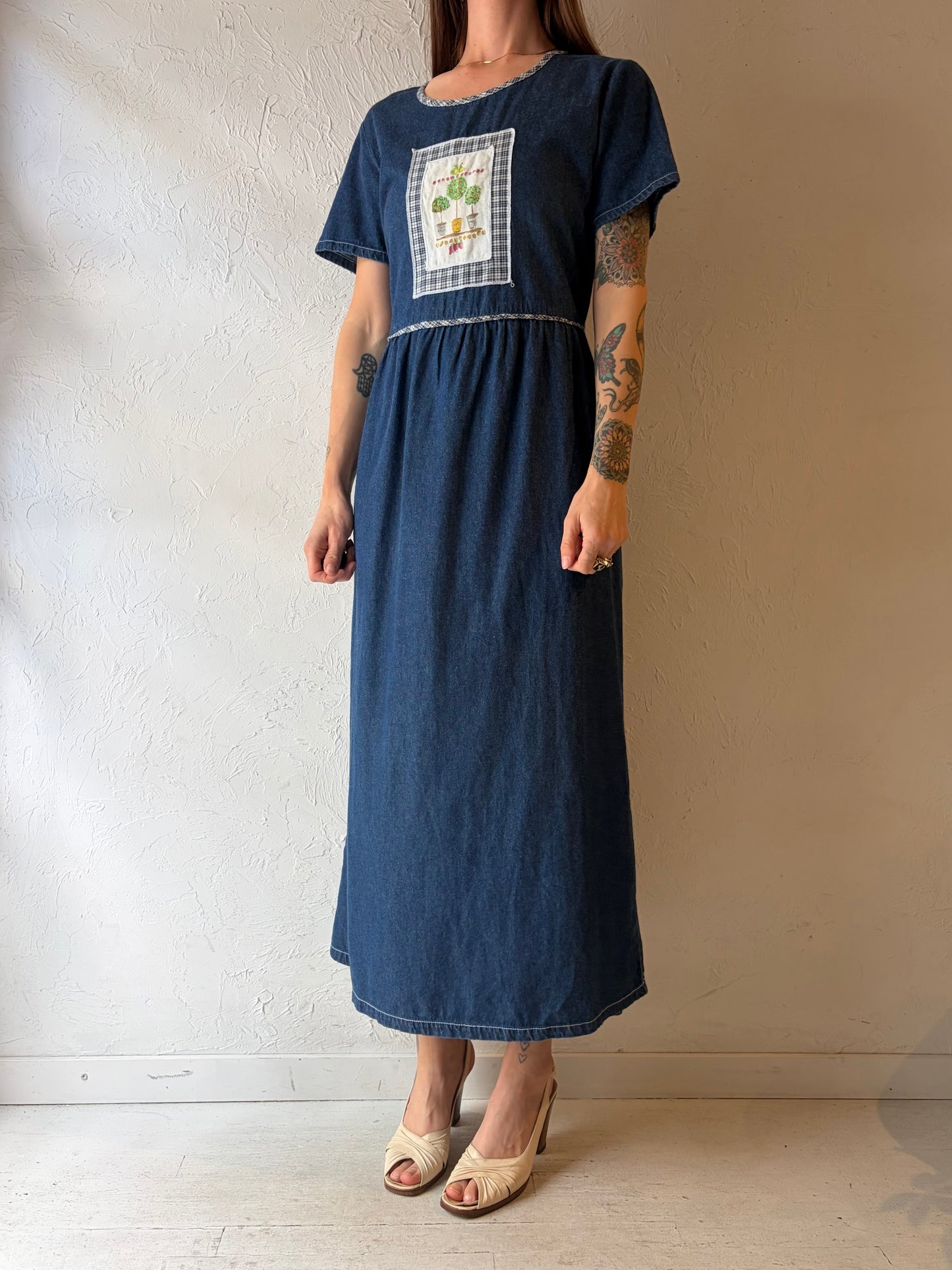 90s 'Bobbie Brooks' Denim Maxi Dress / Large