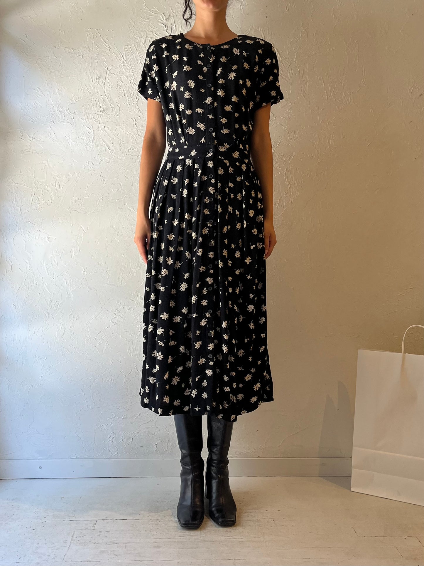 90s ‘Liz Claiborne’ Rayon Floral Dress / Medium
