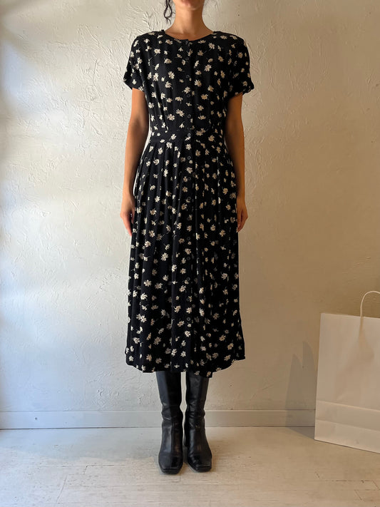 90s ‘Liz Claiborne’ Rayon Floral Dress / Medium