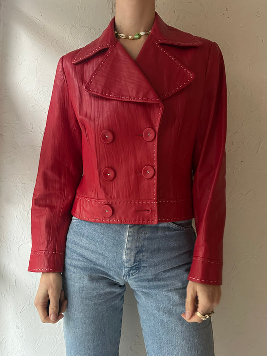 Y2k 'Bianca Nygard' Red Leather Jacket / Medium