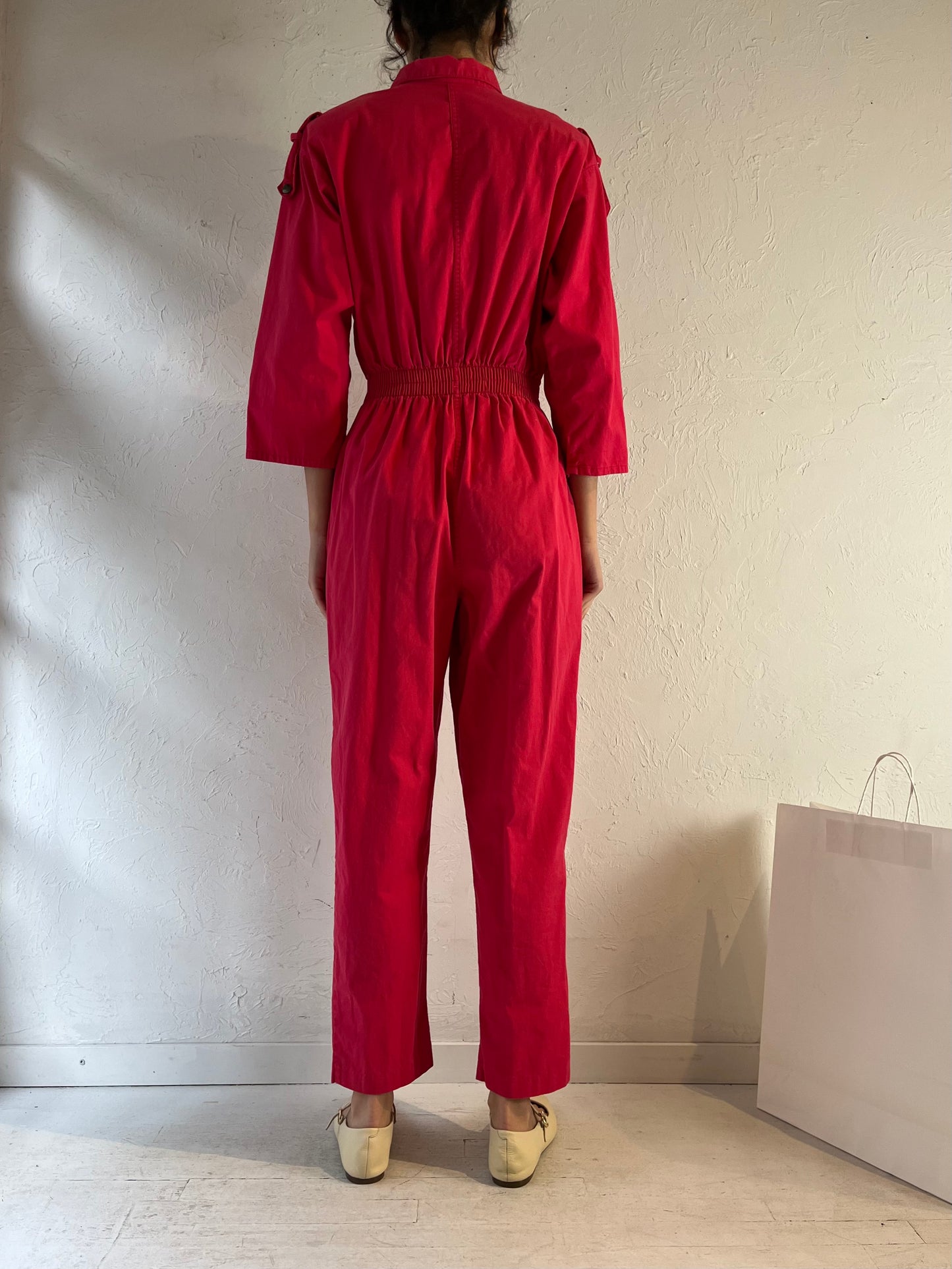 90s ‘Ideas’ Hot Pink Cotton Jumpsuit / Small