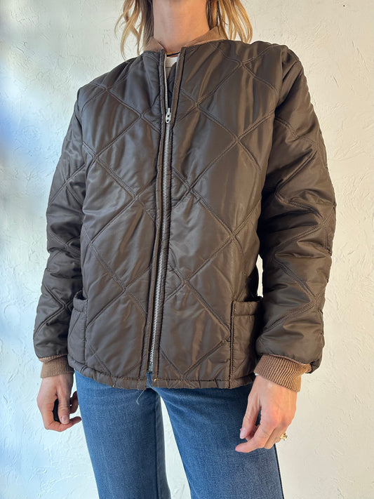 90s 'Sport Chief' Brown Quilted Nylon Jacket / Medium
