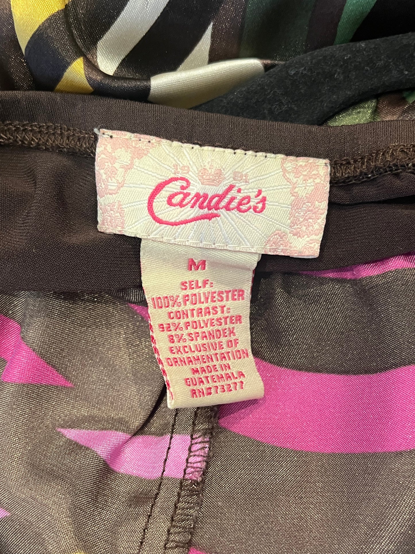 Y2k 'Candies' Silky Patterned Halter Dress / Medium