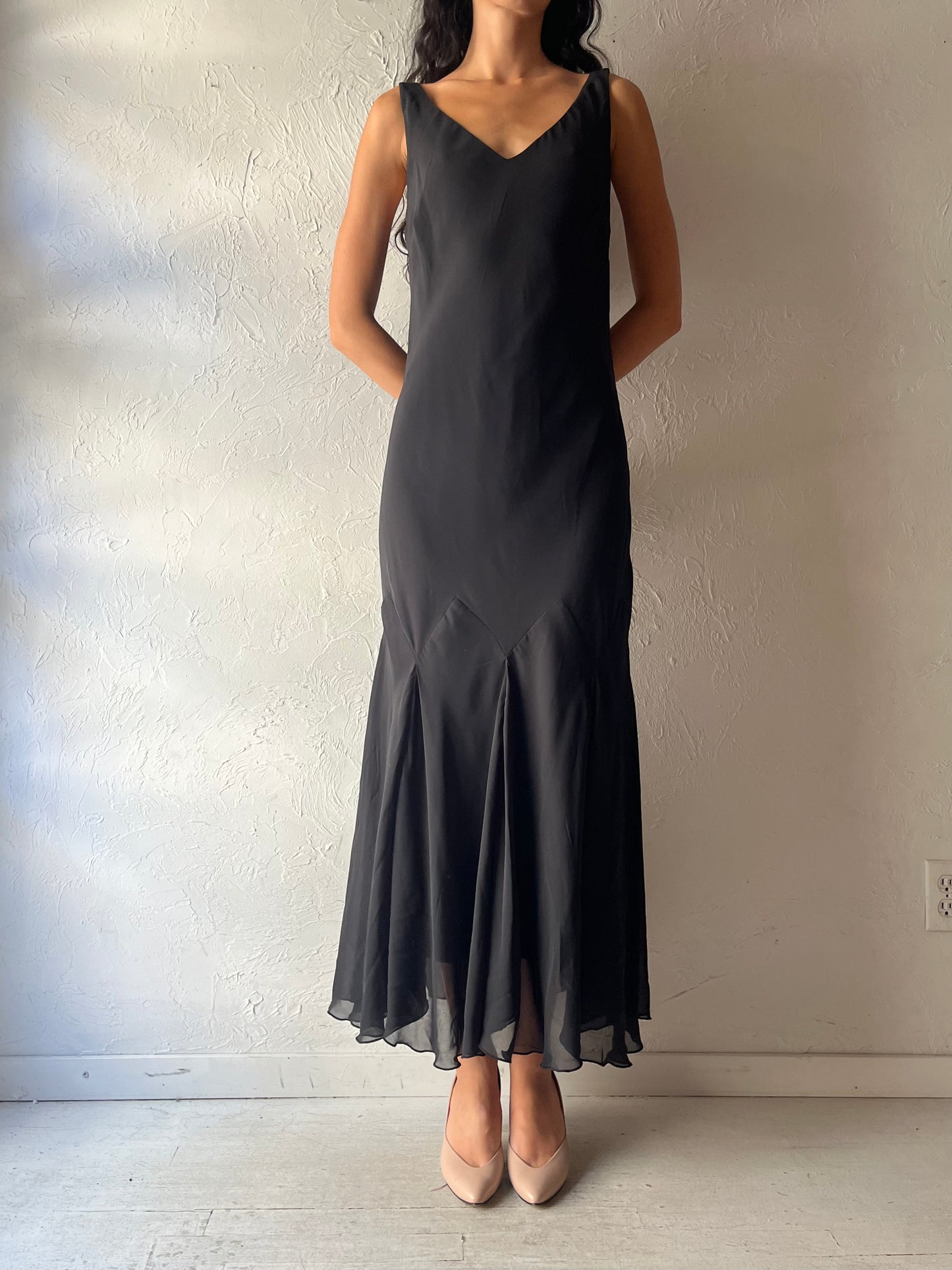 Y2k Vintage Black Romantic Gothcore Formal Maxi Dress / Large