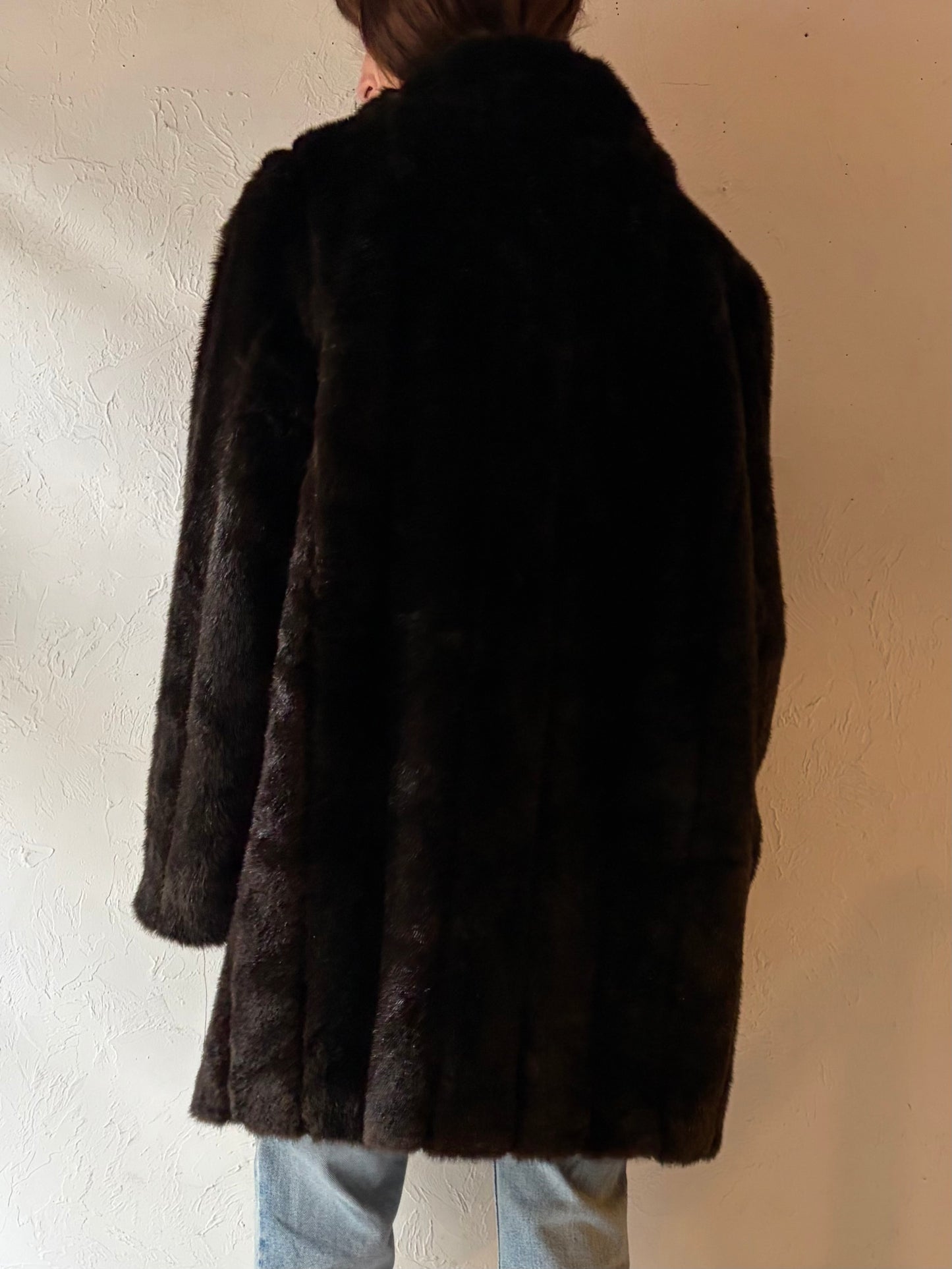 Y2k 'Fennilli' Brown Faux Fur Coat / XL