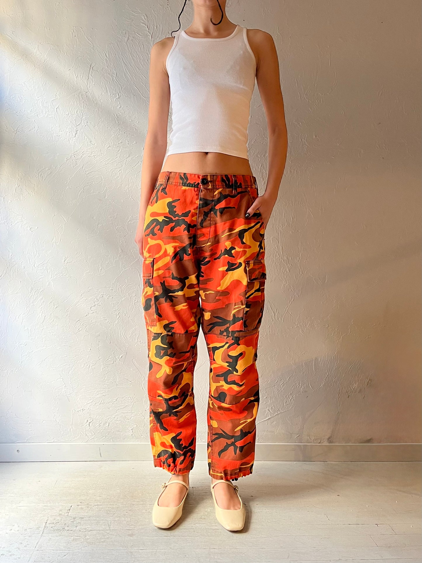 Y2K Authentic Army Orange Camouflage Pants / Medium