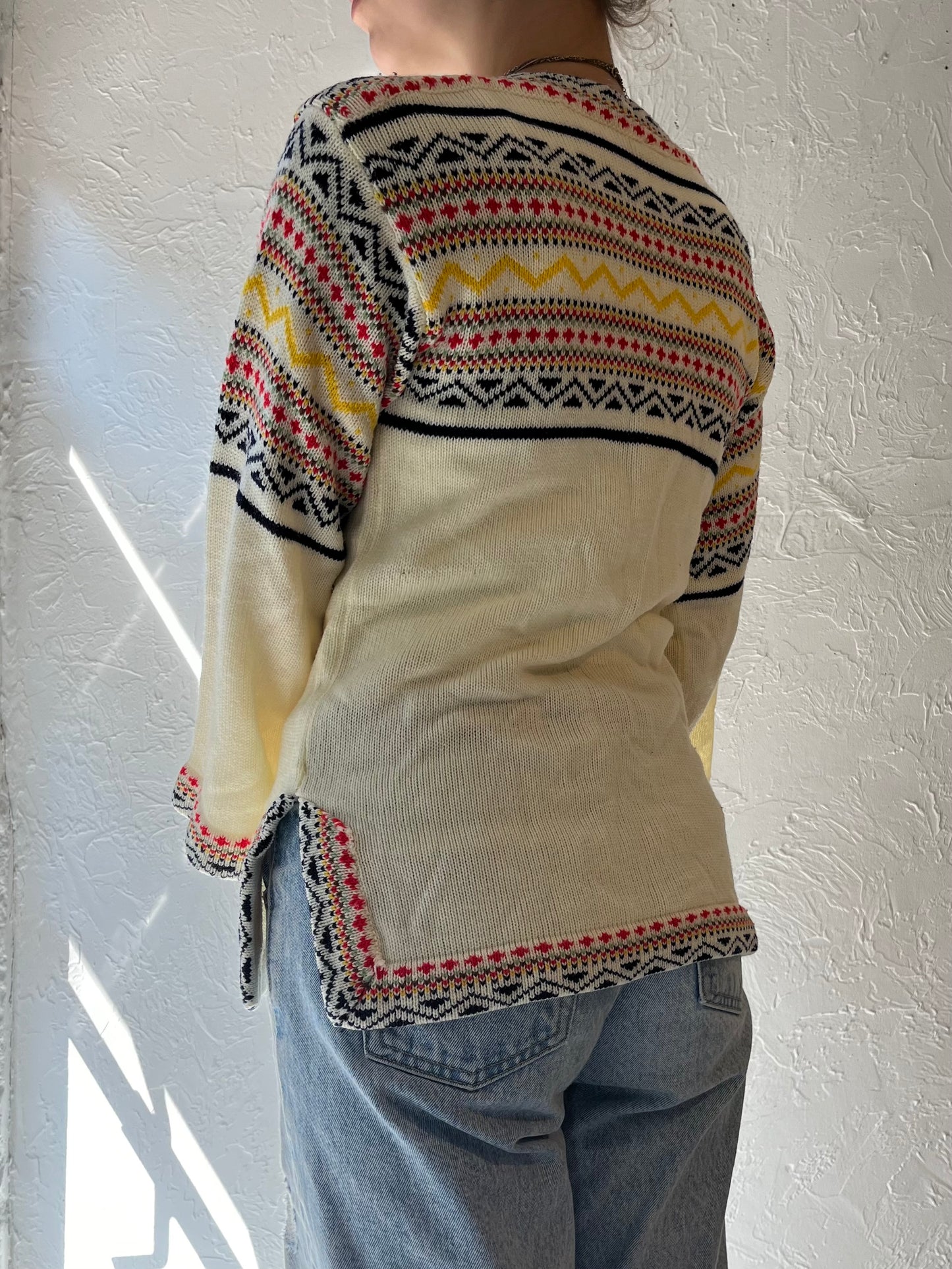 90s 'Niki' Acrylic Knit Bell Sleeve Sweater / Small