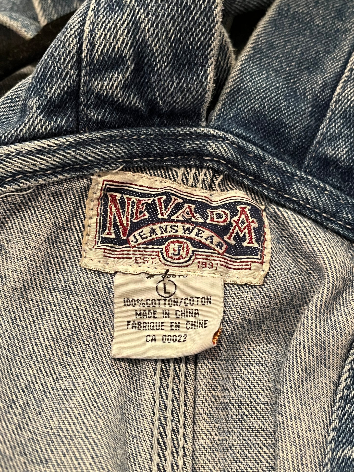 90s 'Nevada' Thick Denim Work Wear Overalls / Large