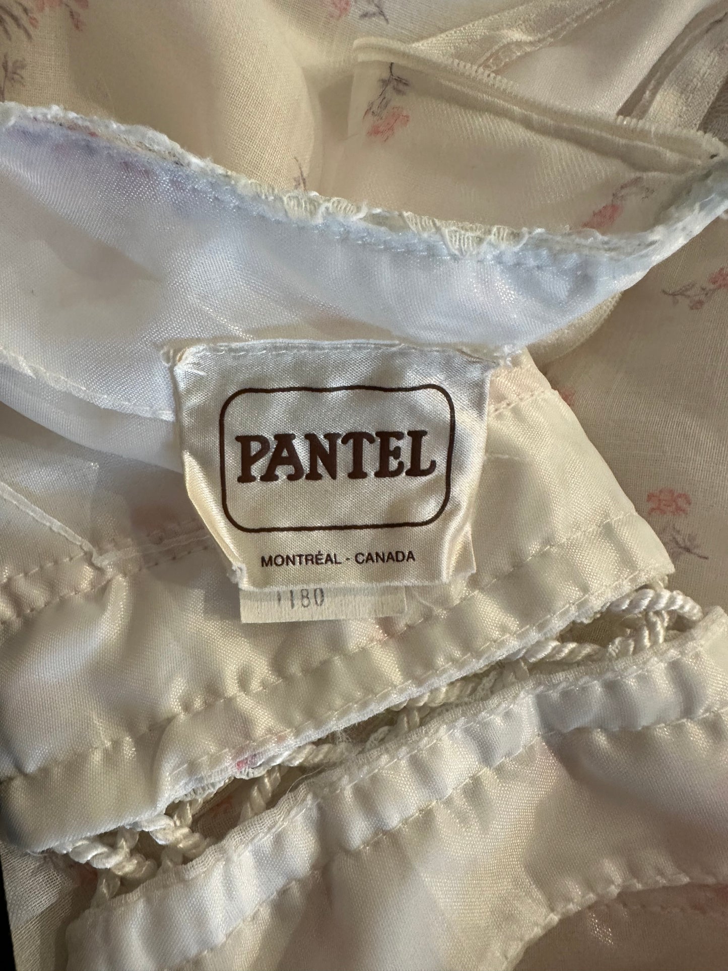 70s 'Pantel' White Floral Long Sleeve Prairie Dress / Medium