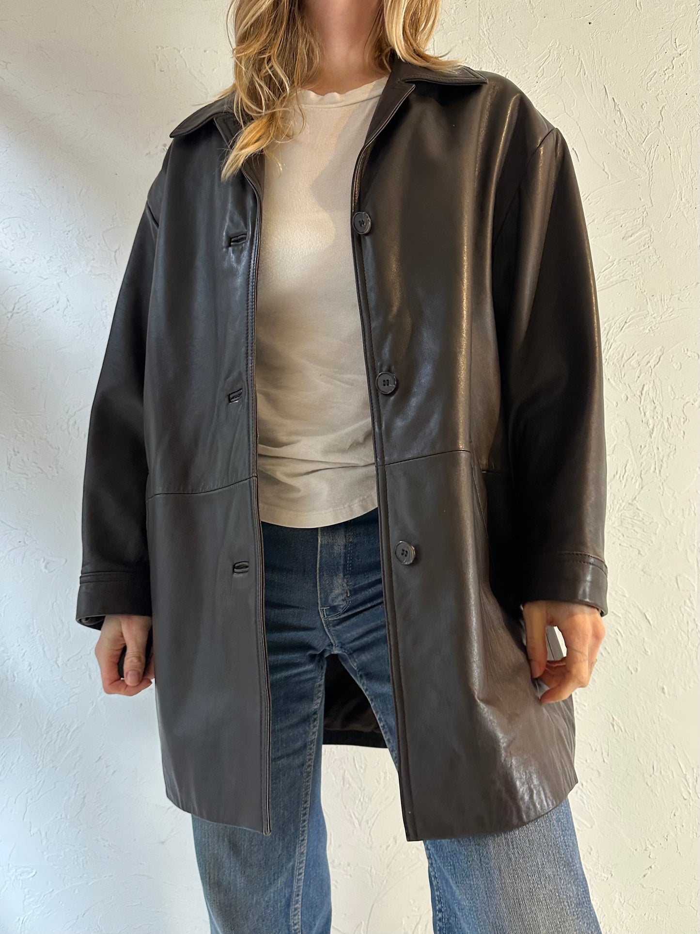 90s ‘Danier’ Brown Leather Jacket / Medium