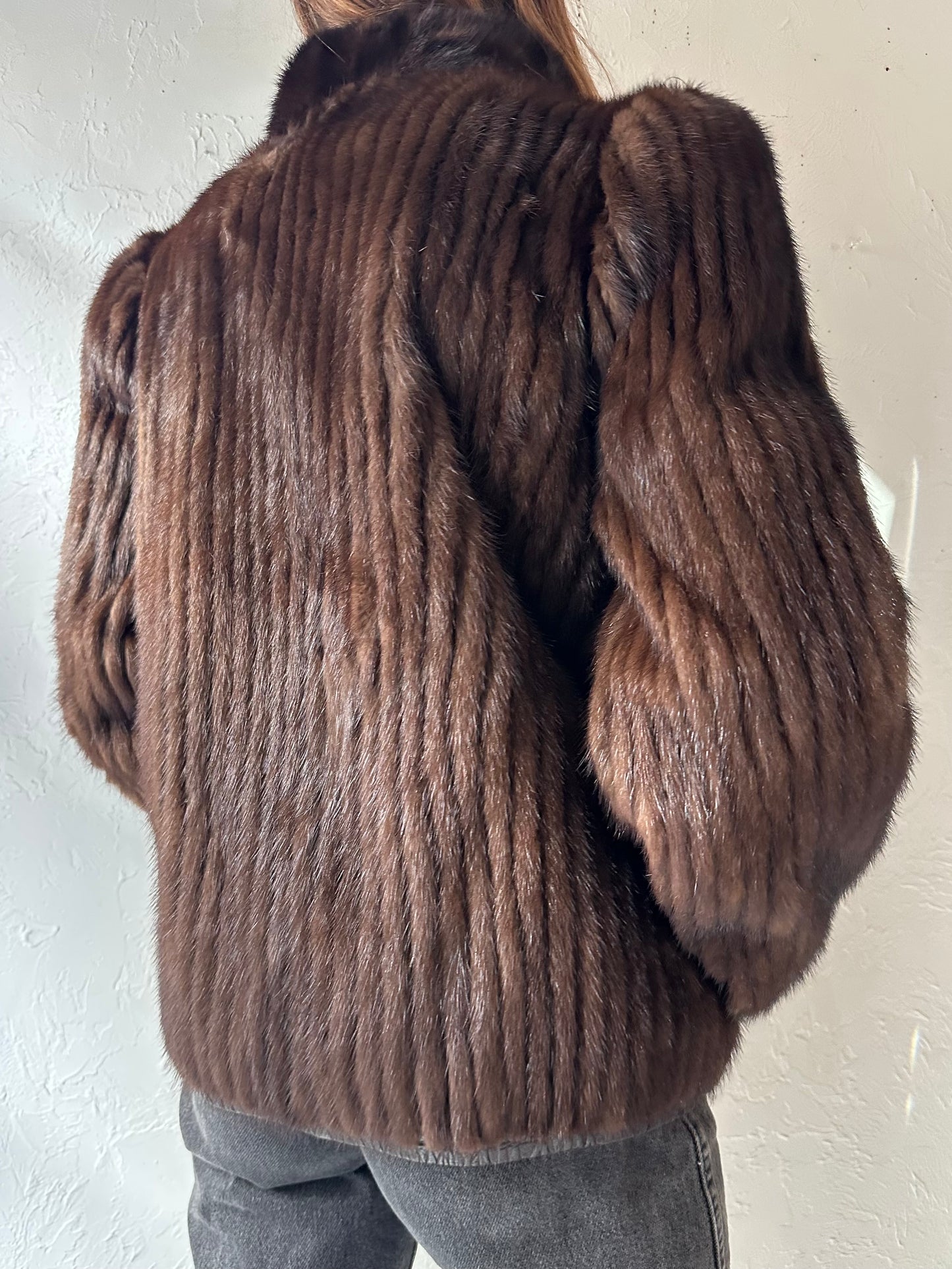 80s Reversible Fur and Leather Bomber Jacket / Small