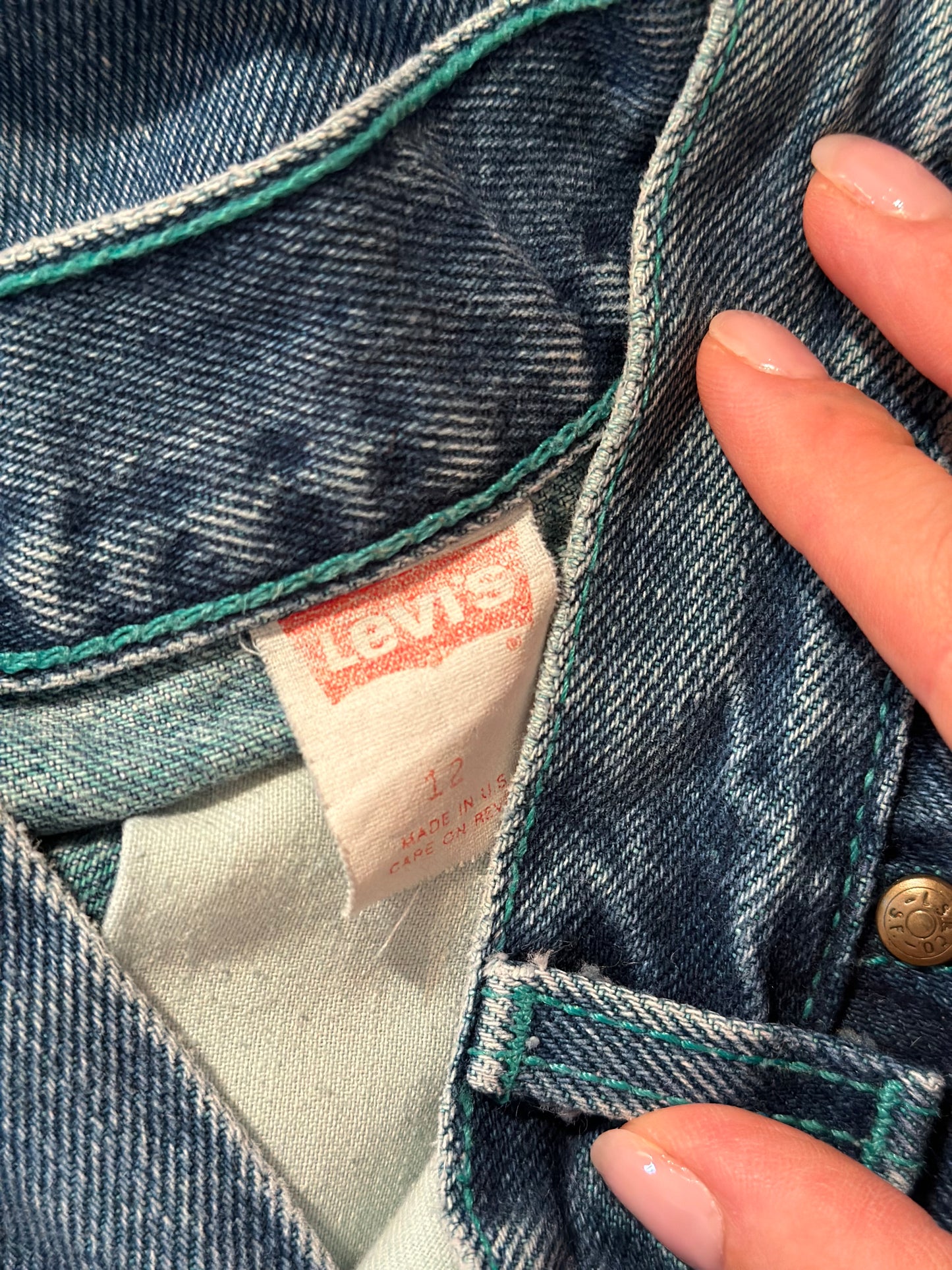 90s 'Levis' Blue Wash Cut Off Denim Shorts / Made in USA / 28