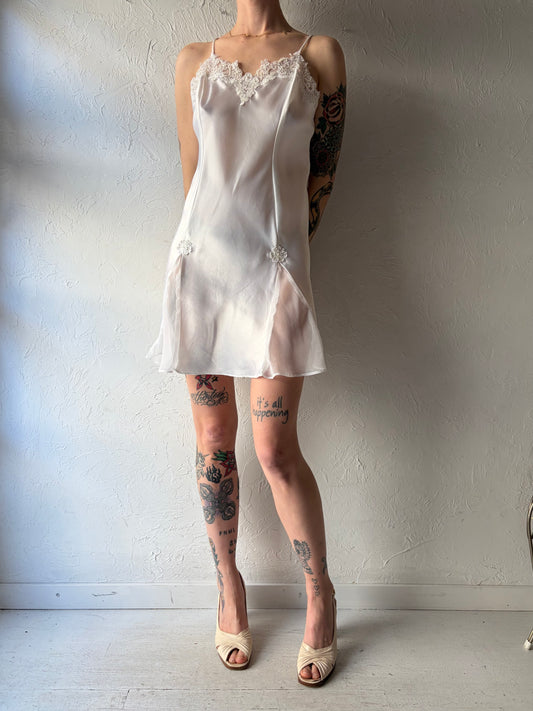 80s 'Intimo Amore' White Romanic Mini Slip / Medium