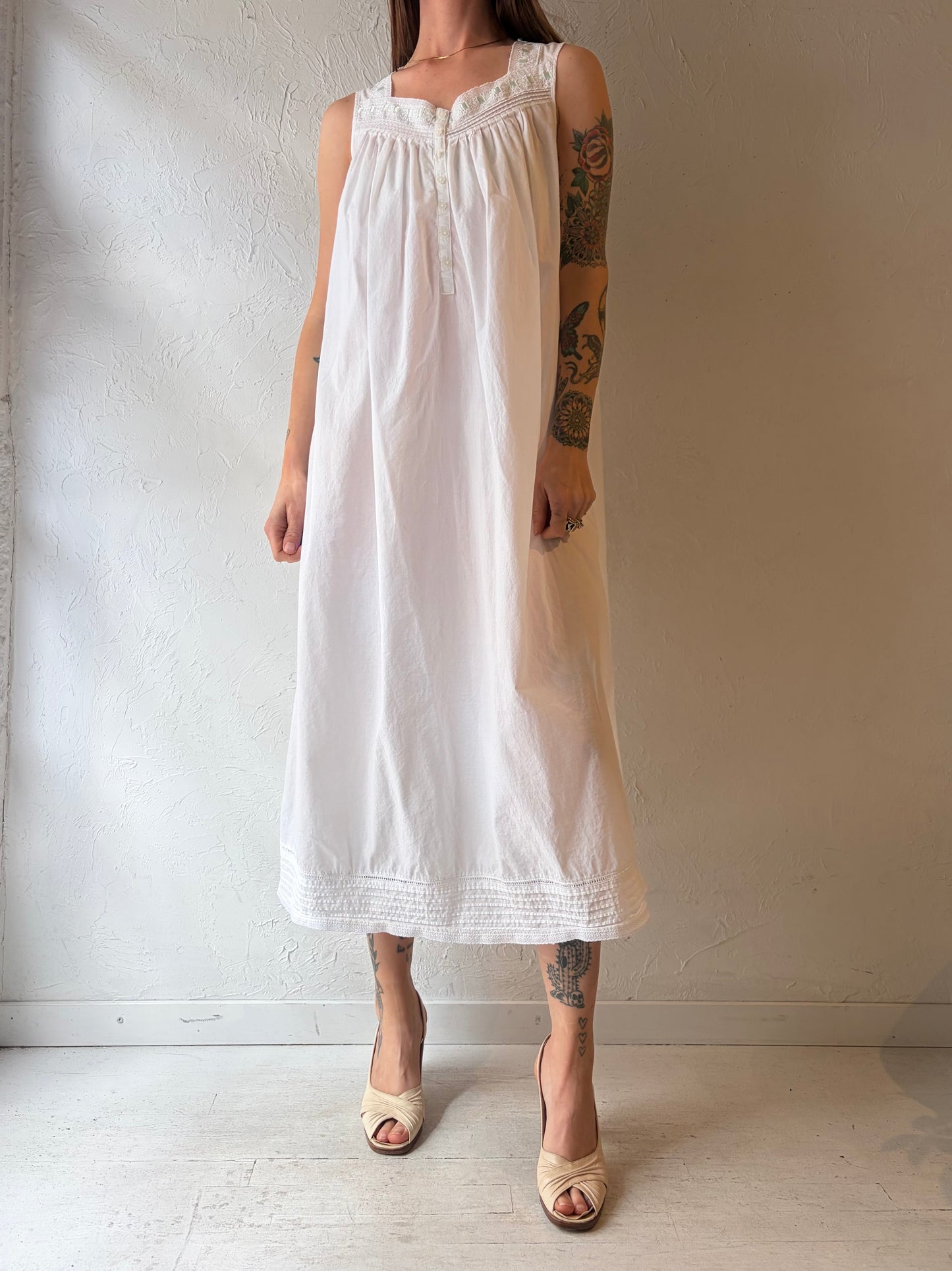 Y2k 'Eileen West' White Cotton Cottage Core Dress / Small