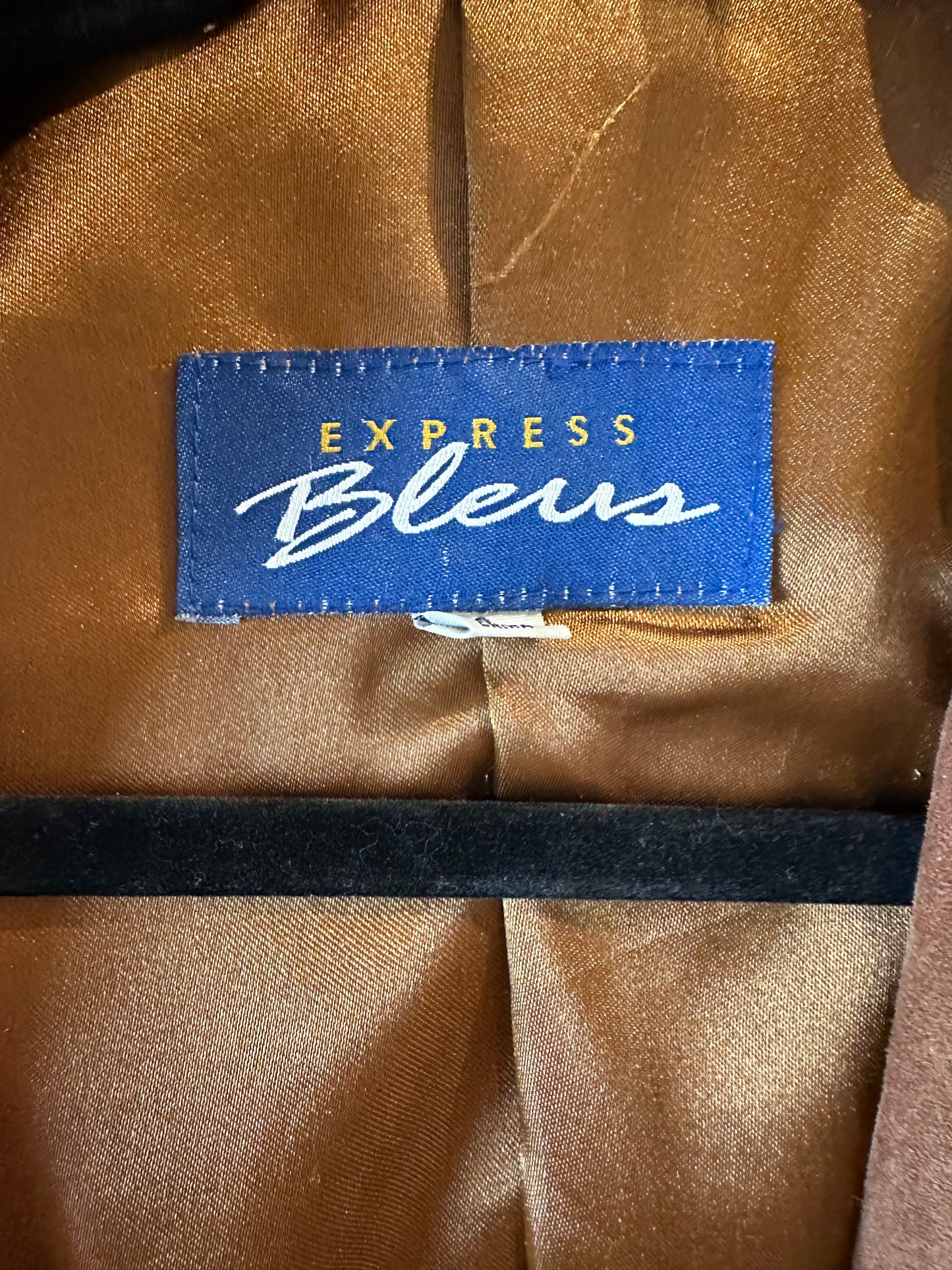 Y2k 'Express Bleus' Brown Suede Jacket / Small