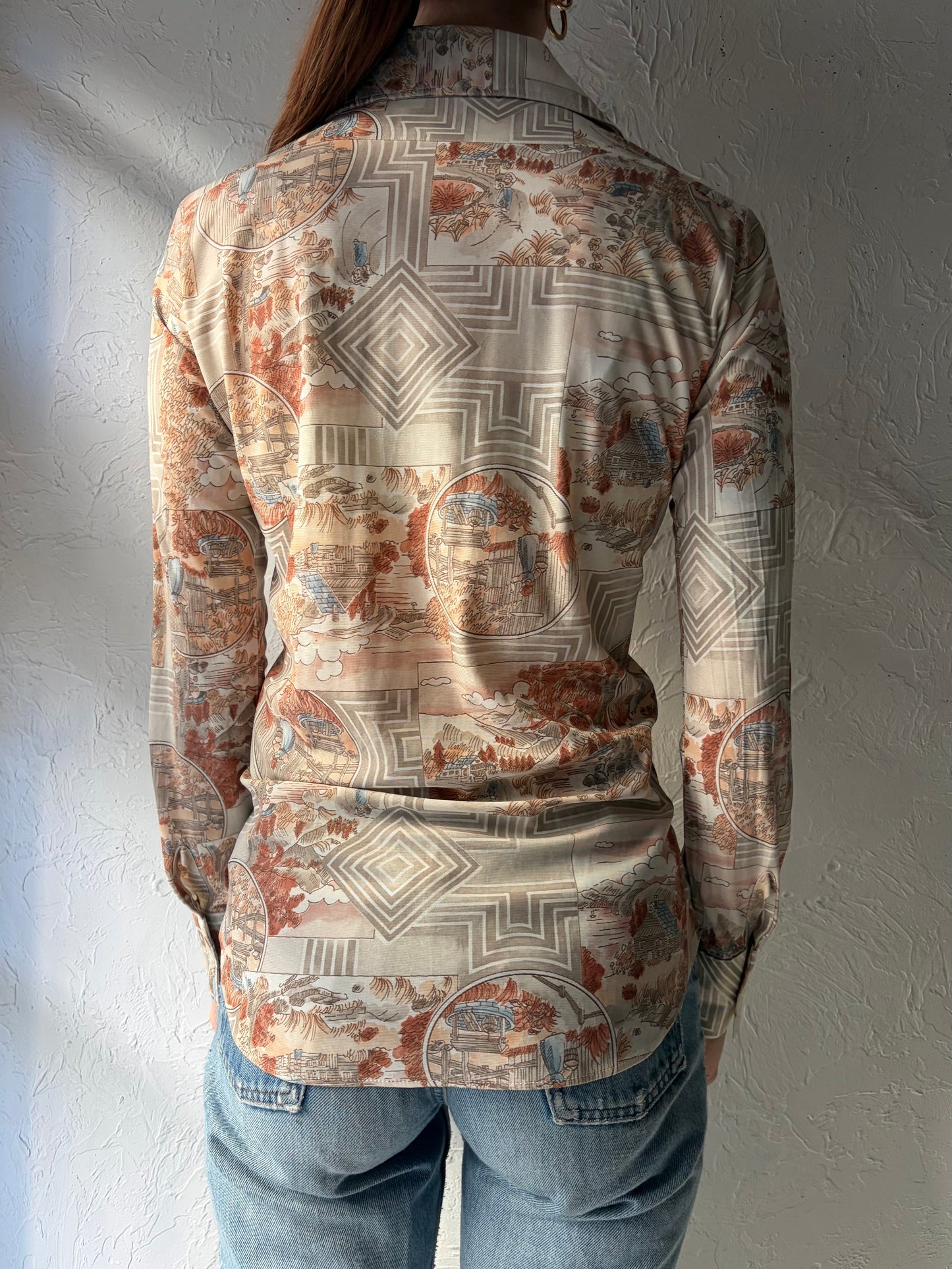 70s 'New Dimension' Pattered Button up Shirt / Small