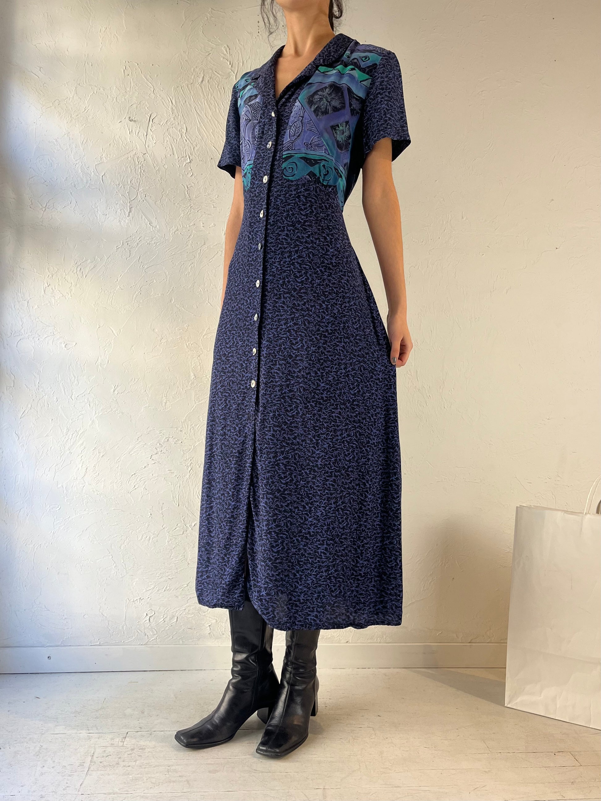 90s ‘Expo’ Blue Collared Dress / Large