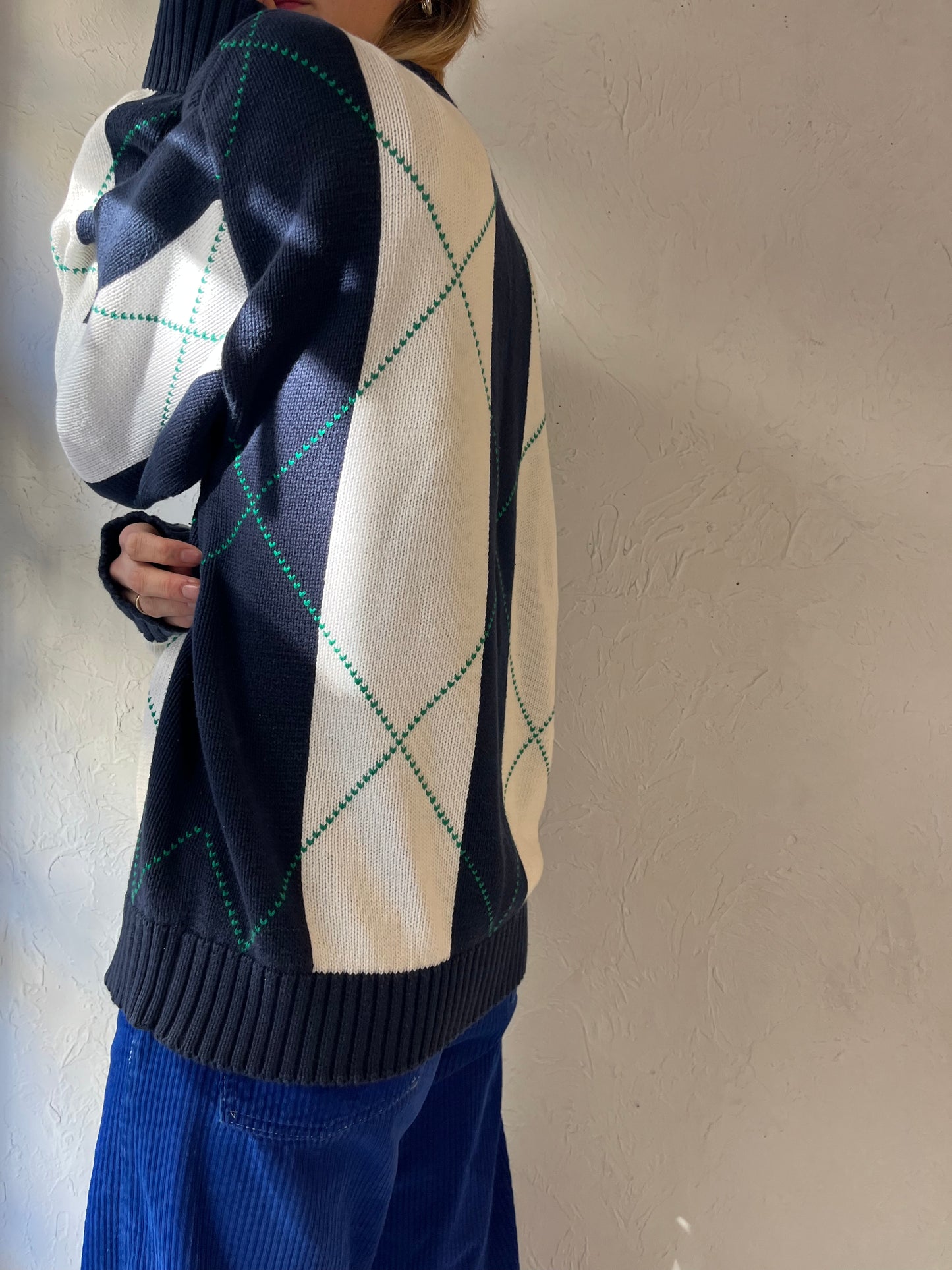 Y2k 'Nautica' Cotton Knit Sweater / Large