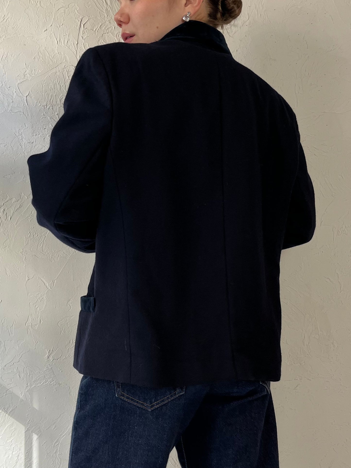 90s Y2K ‘Charter Club’ Navy Blue Wool Blazer / Medium