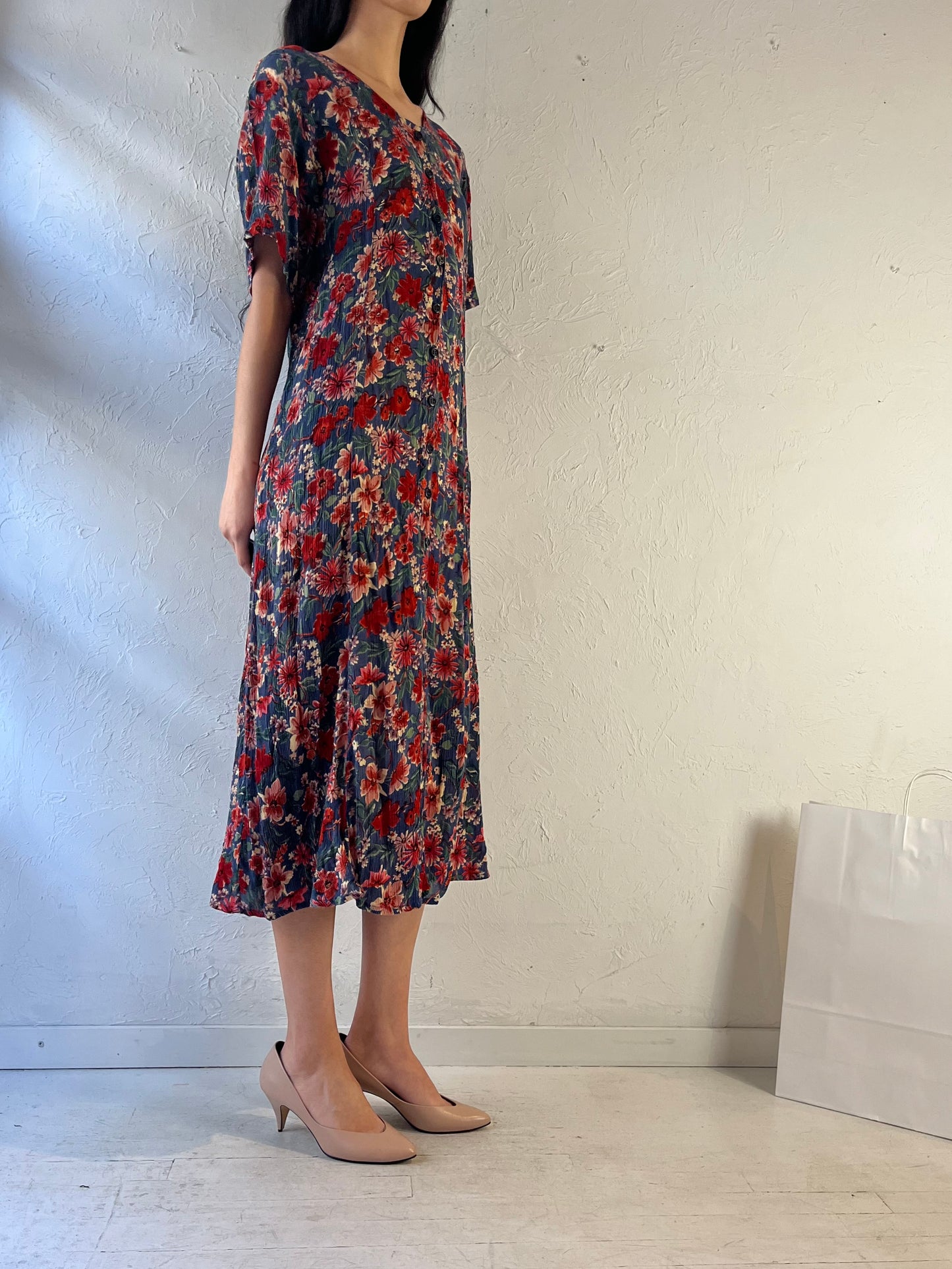 90s ‘Julia’ Floral Print Dress / Medium