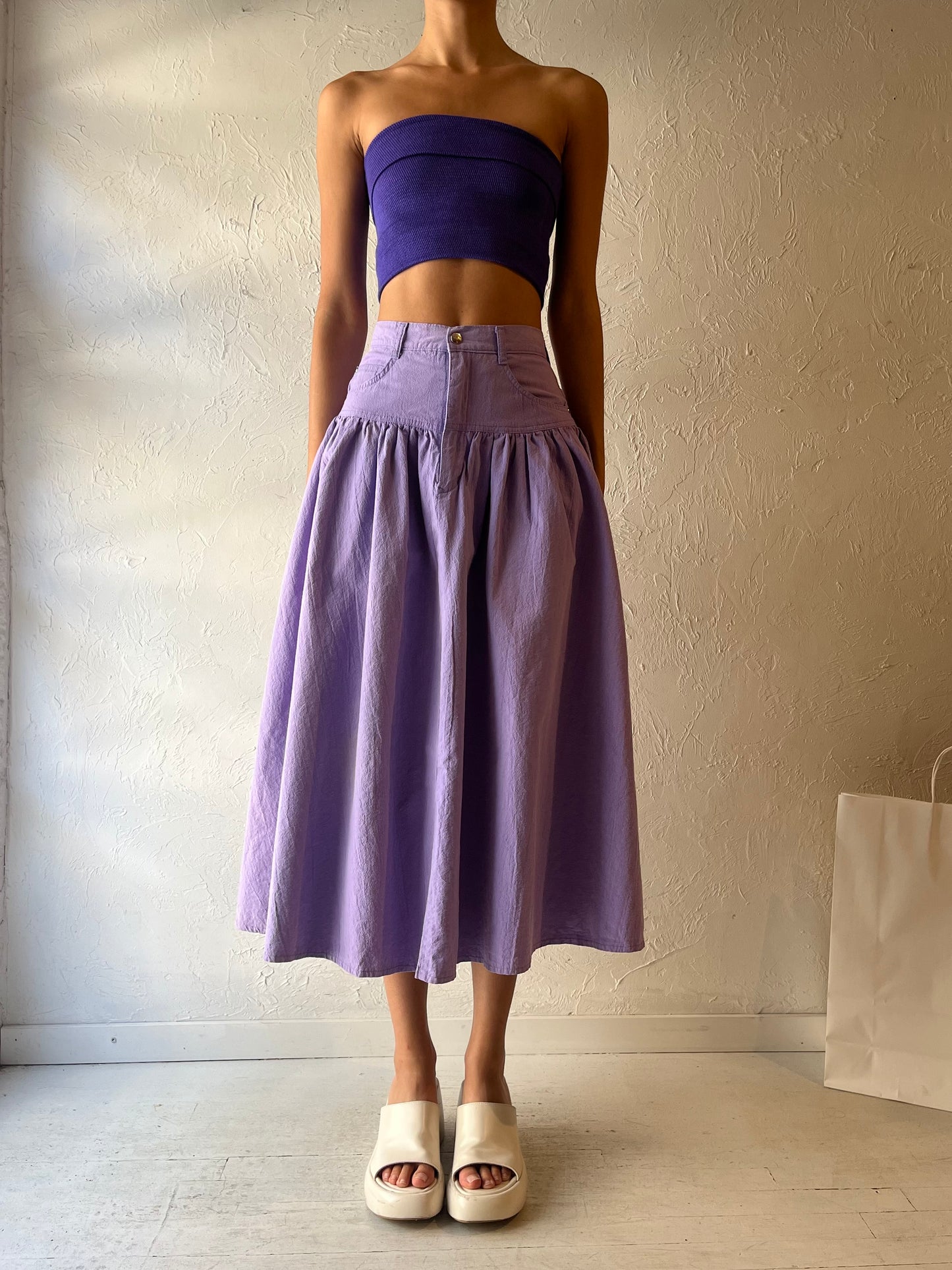 90s ‘Pelican Cove’ Purple Cotton Skirt / Small