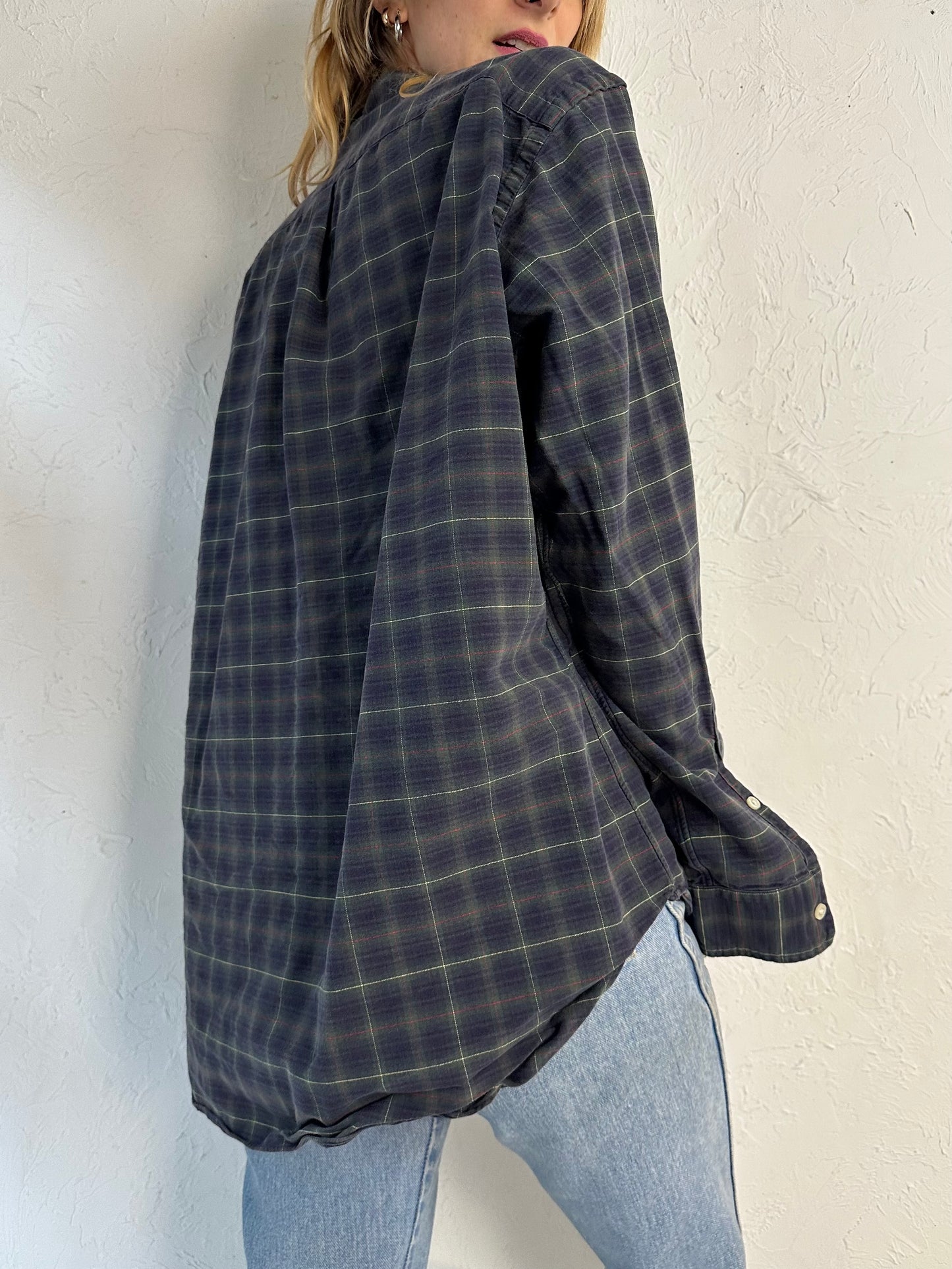 Y2k 'Ralph Lauren' Plaid Button Up Cotton Shirt / Large