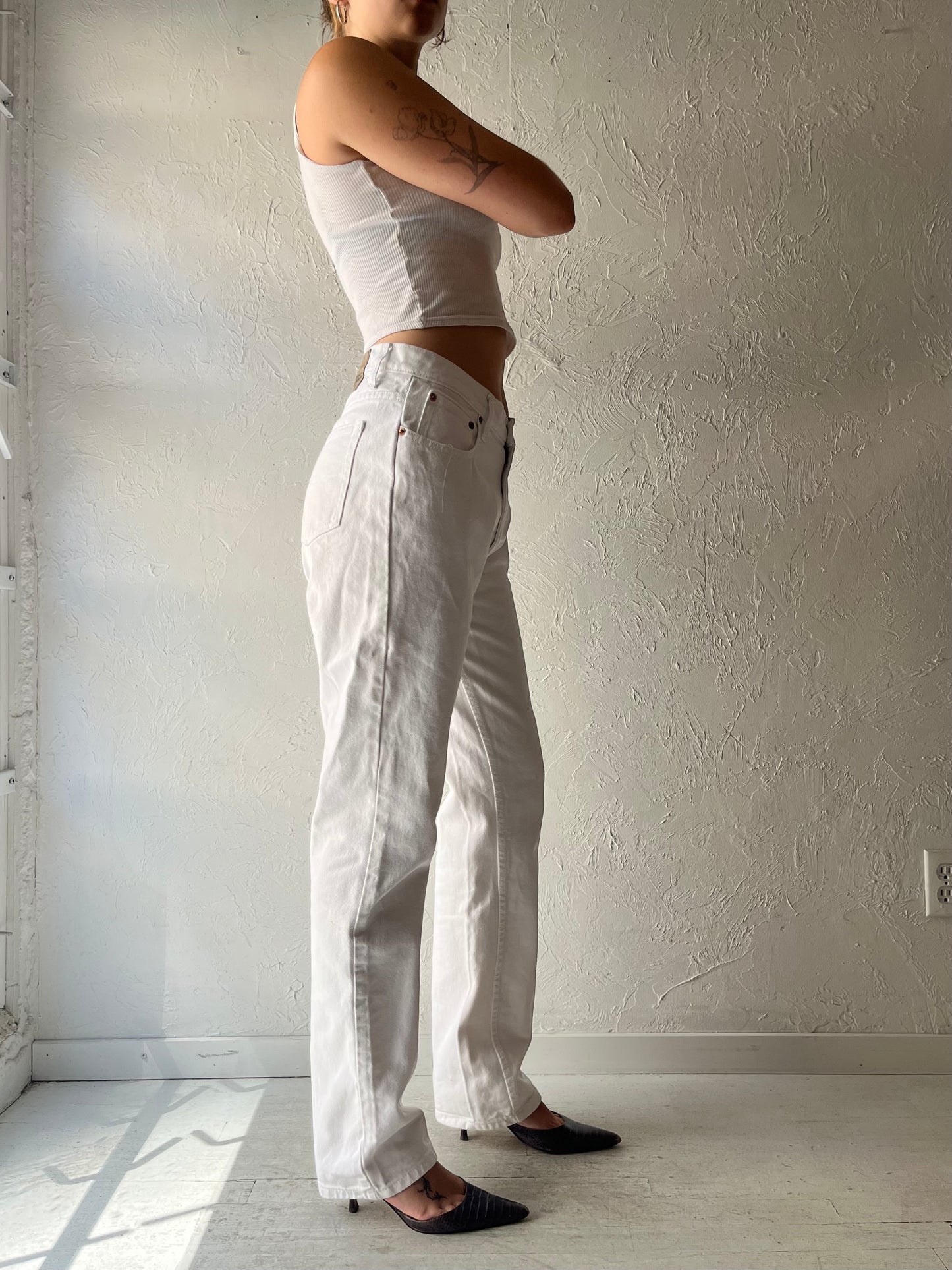 Y2k 'Jordache' White Denim Mid Rise Straight Leg Jeans / Medium