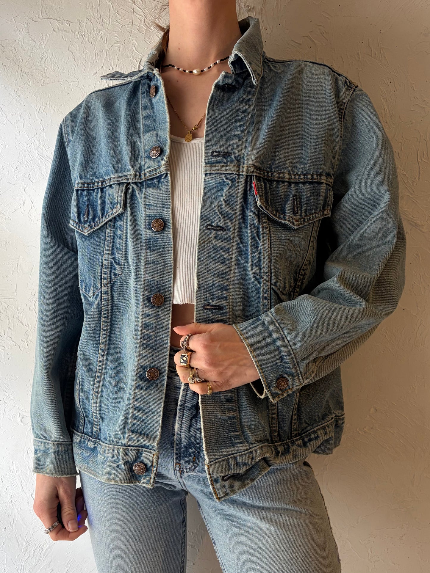 90s 'Levi’s' Medium Wash Denim Jacket / Vintage 1990s Classic Blue Jean Normcore Streetwear Jacket / Medium