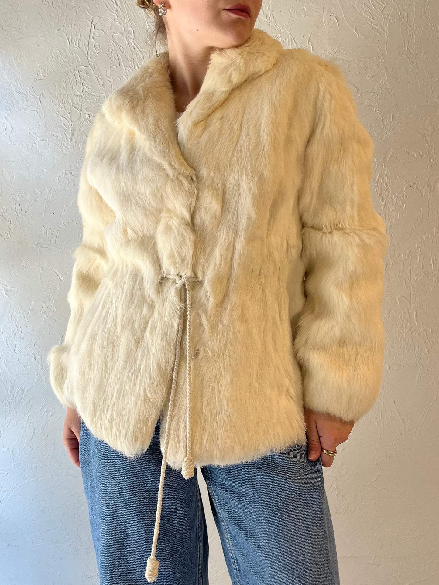 Vintage 'Jaques Aran' White Fur Jacket / Small