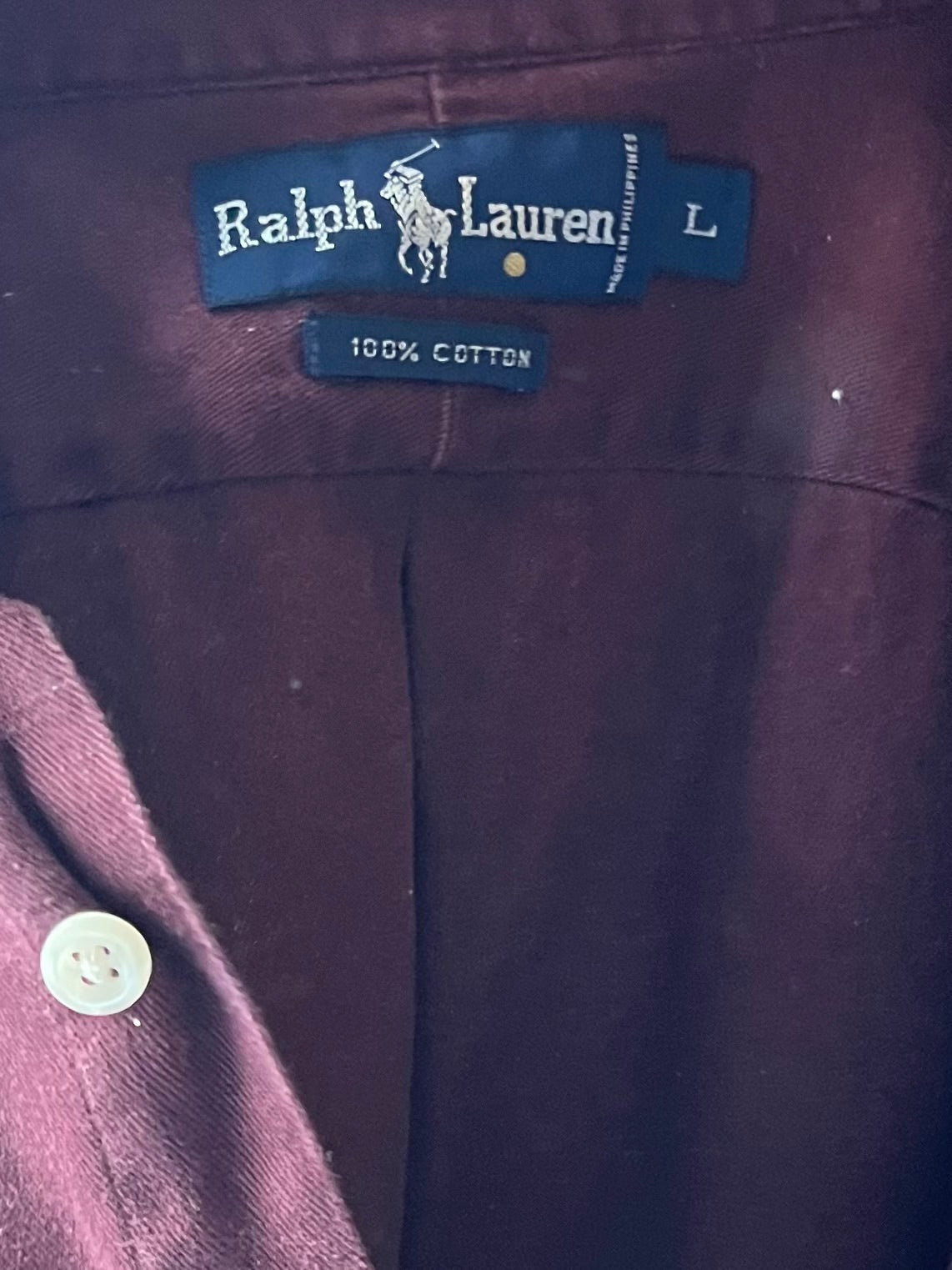90s 'Ralph Lauren' Thick Cotton Button Up Shirt / Large