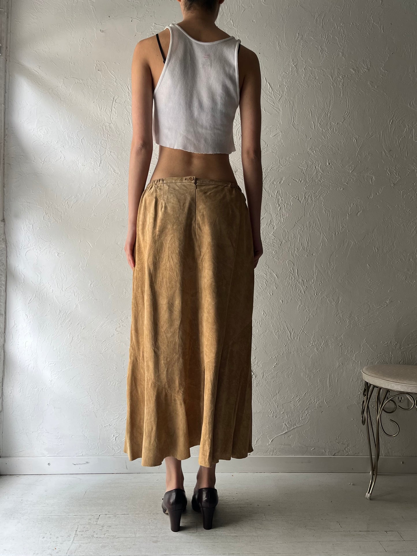 Y2k 'Chicos' Suede Leather Maxi Skirt / Small