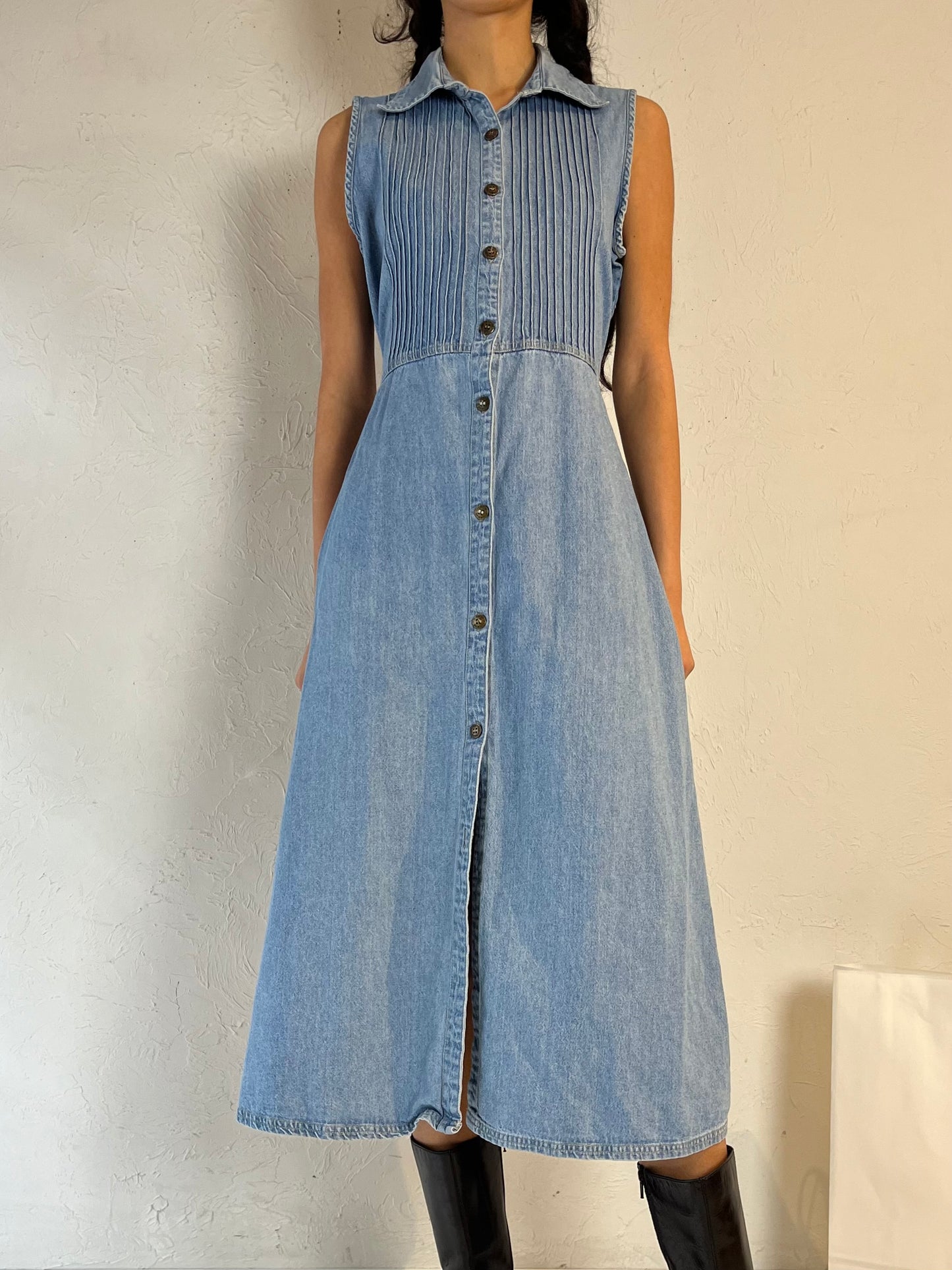 90s ‘Cherokee’ Button Up Denim Dress / Medium