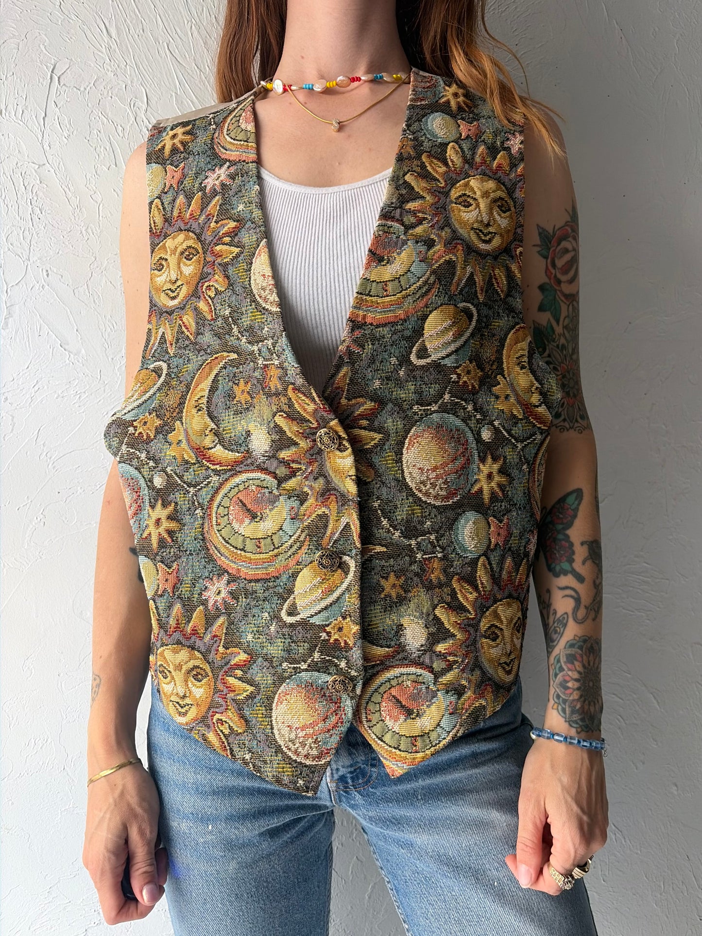 90s 'Facets' Whimsigoth Witchy Tapestry Vest / Large