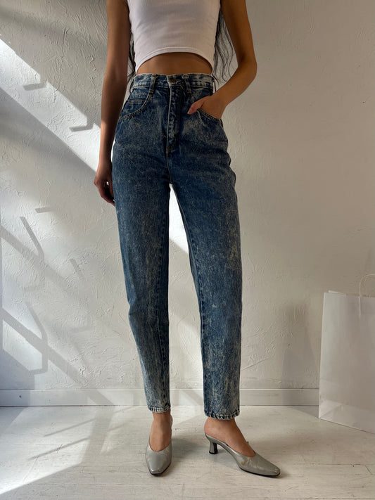 90s 'Hollywood Era' High Waisted Acid Wash Skinny Jeans / 25