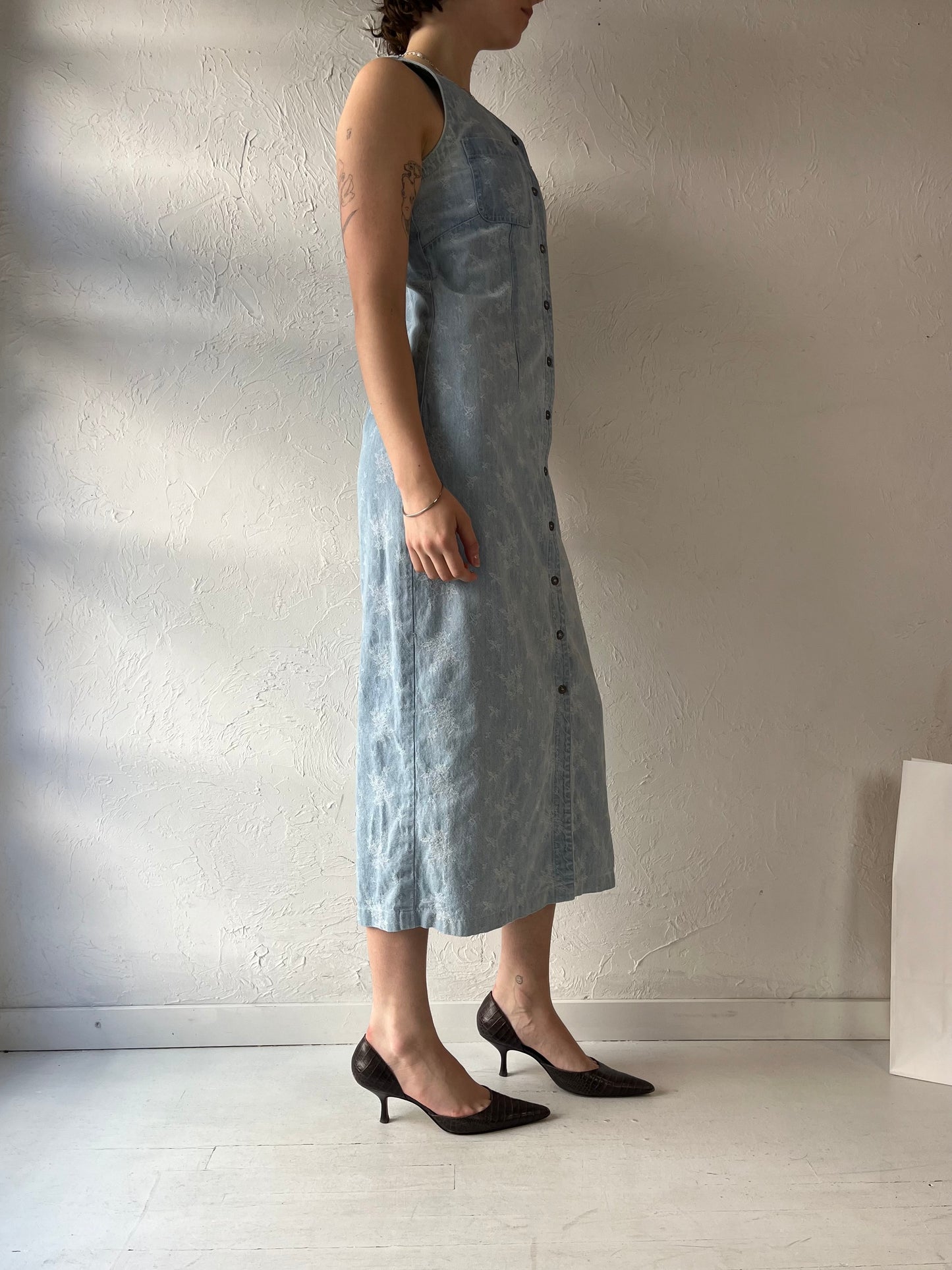 90s 'Liz Clairborne' Button Up Denim Dress / Small