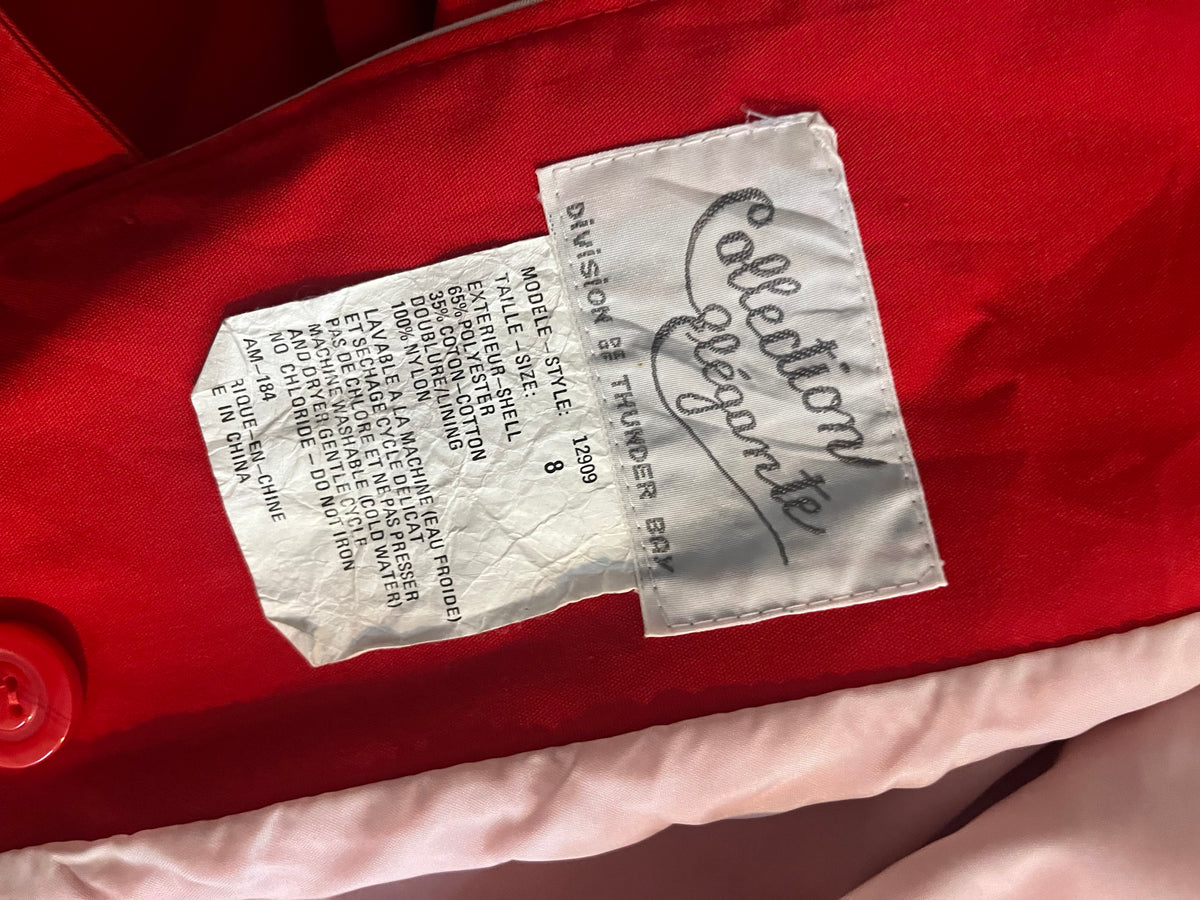 90s 'Collection Elegante' Red Minimalist Academia Trench Coat / Small