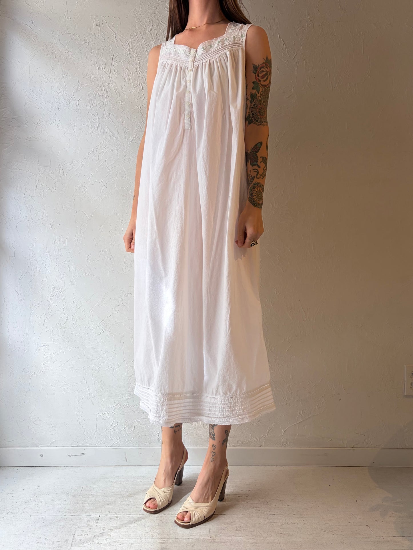 Y2k 'Eileen West' White Cotton Cottage Core Dress / Small