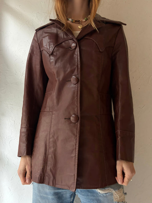 70s 'Western Originals' Brown Leather Jacket / Small