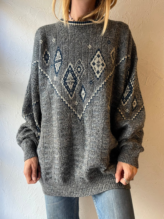 90s ‘Carrington’ Gray Sweater / Large