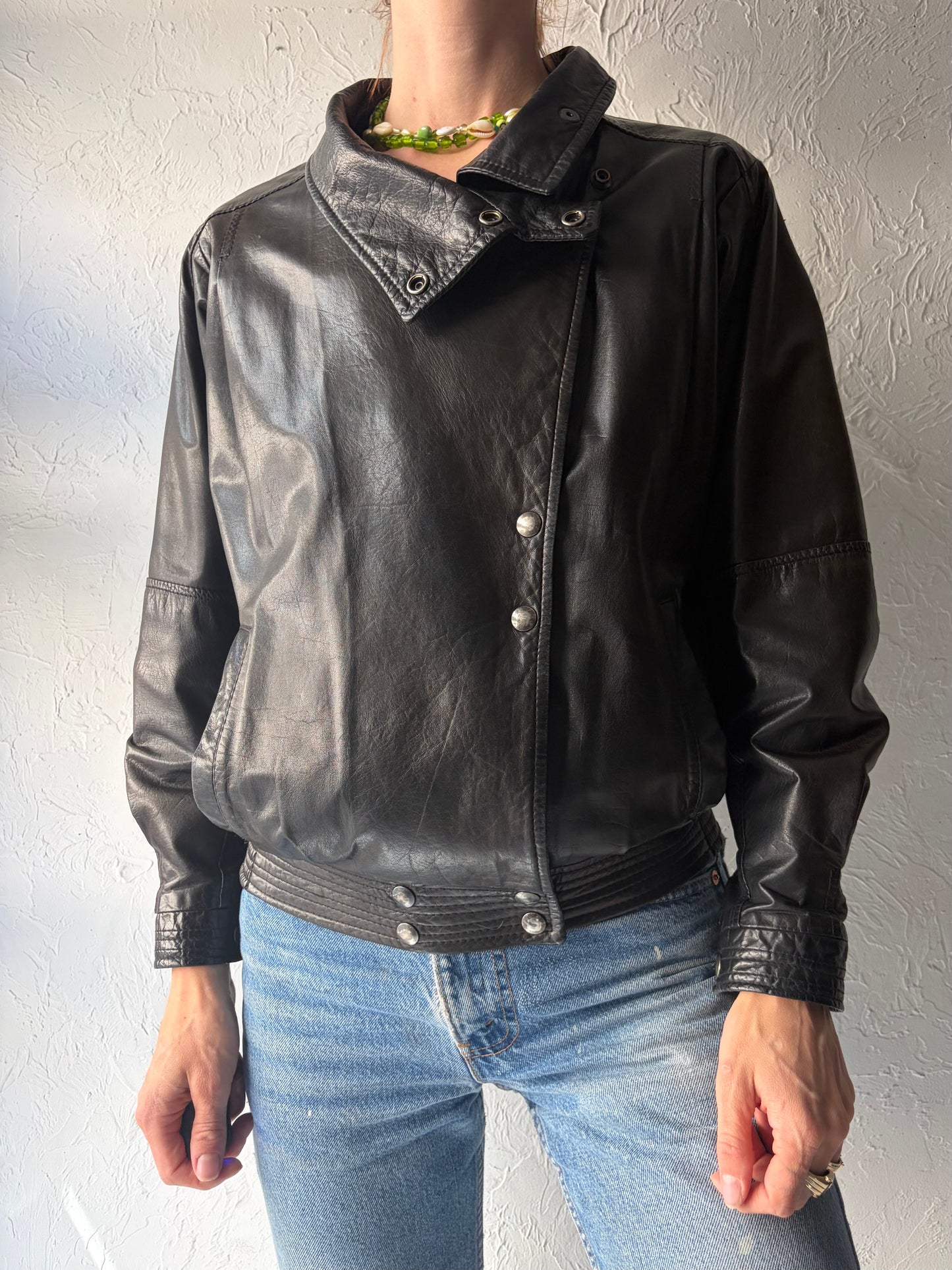 90s 'Le Chateau' Soft Leather Moto Jacket / Small