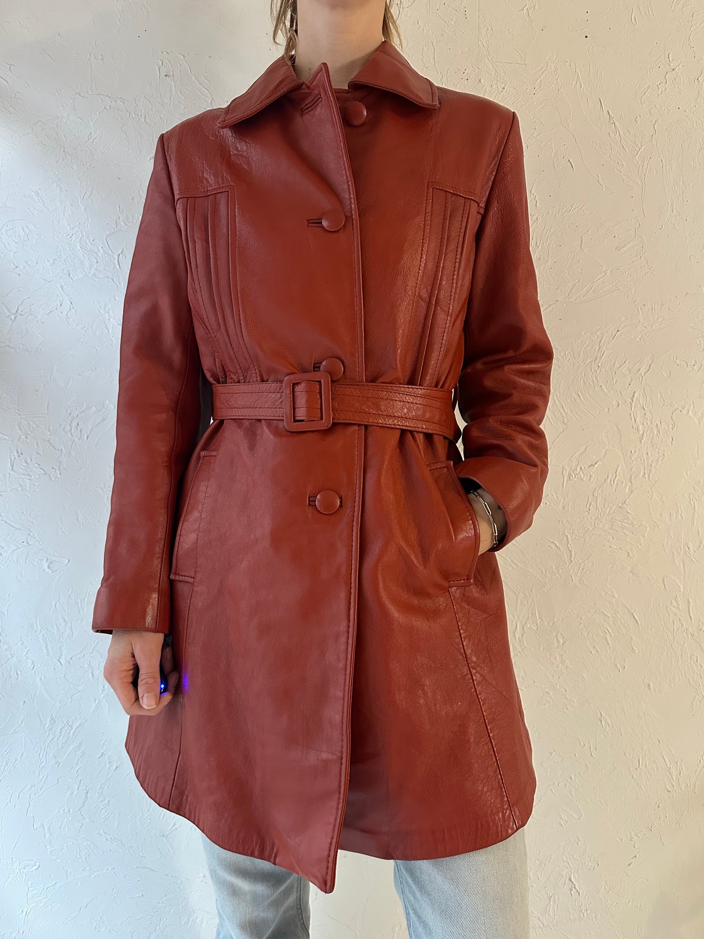 70s 'Sunshine' Burgundy Leather Jacket / Medium