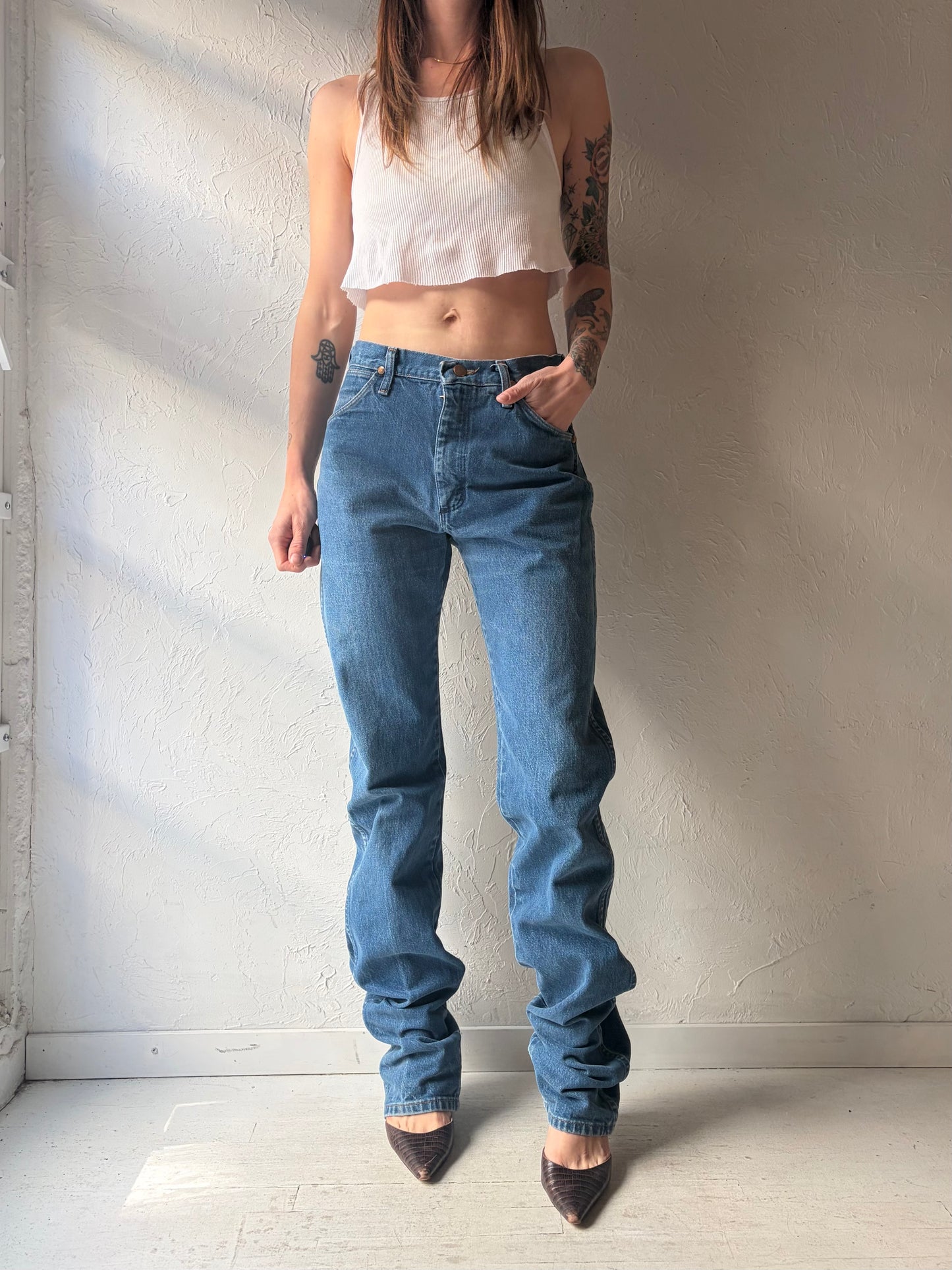 Vintage 90s 'Wrangler' Extra Long Western Denim Jeans / 29