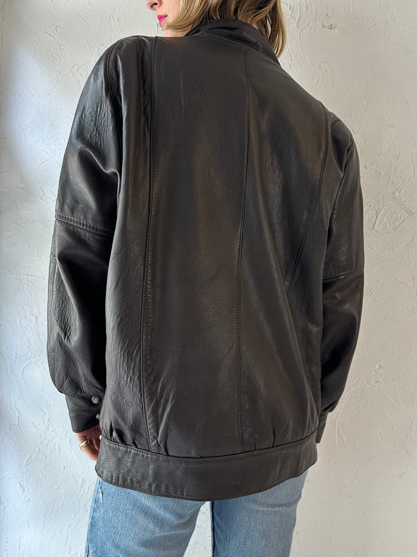 90s 'Lindzon' Brown Leather jacket / Medium