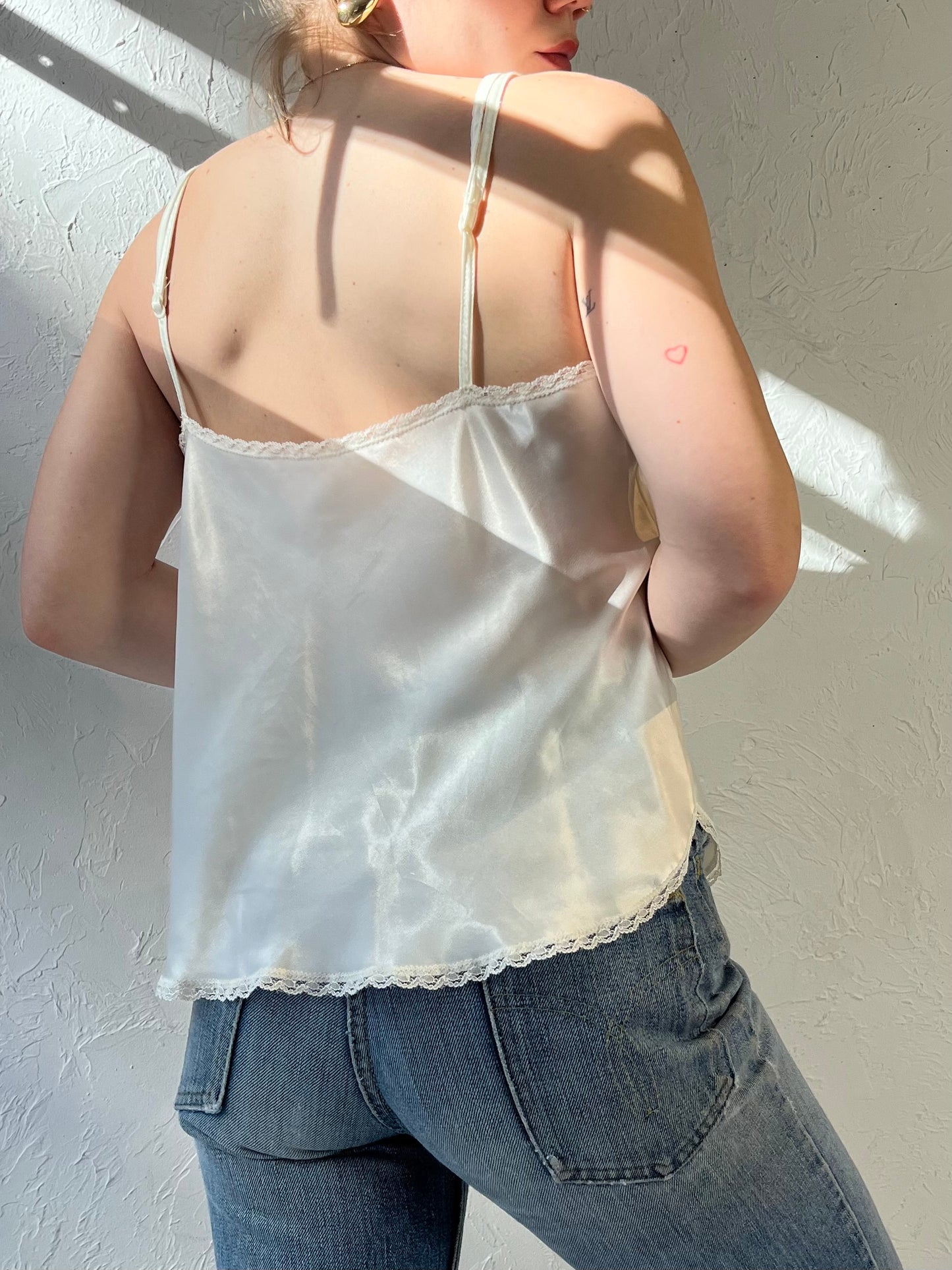 70s White Union Made Lacey Tank Top / Medium