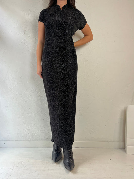 90s 'Joseph Ribkoff' Sparkly Black Dress / Medium