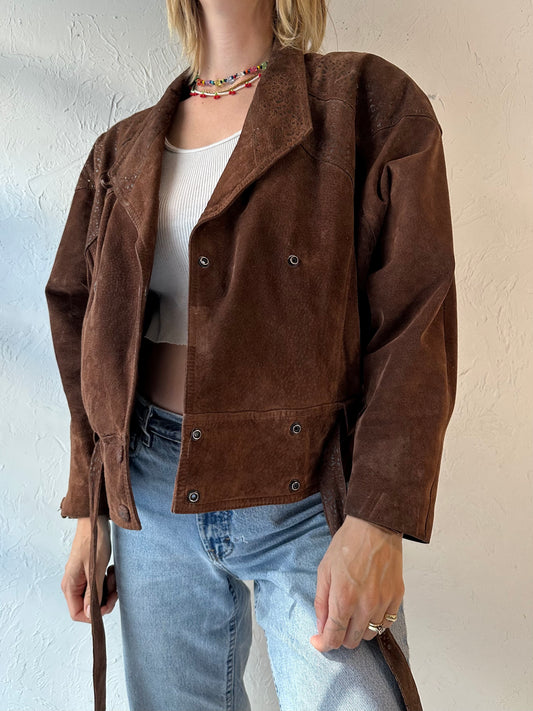 90s 'Byrnes & Baker' Brown Suede Leather Jacket / XS