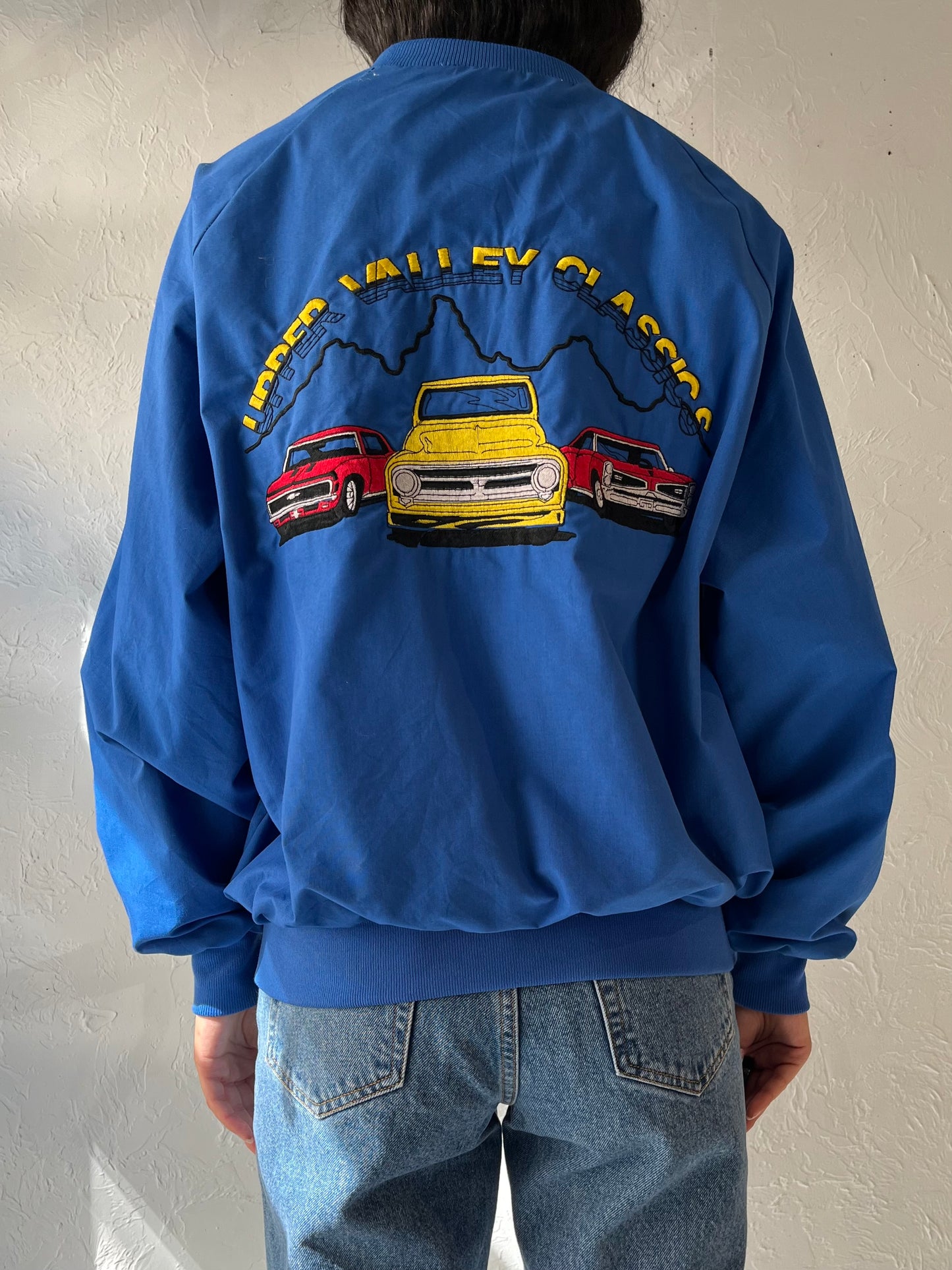 90s 'West Ark' Blue Bomber Jacket / Large