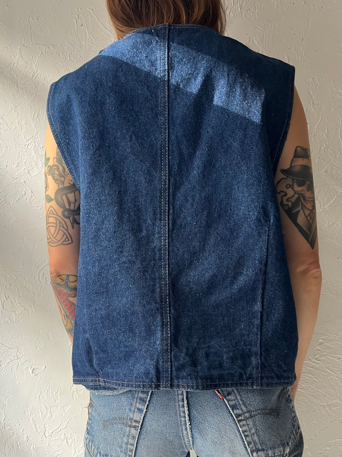 70s Denim Workwear Vest / Large