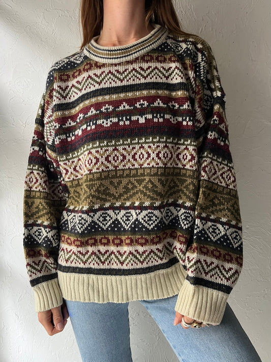 90s 'Jargon' Knit Pullover Winter Sweater / Large